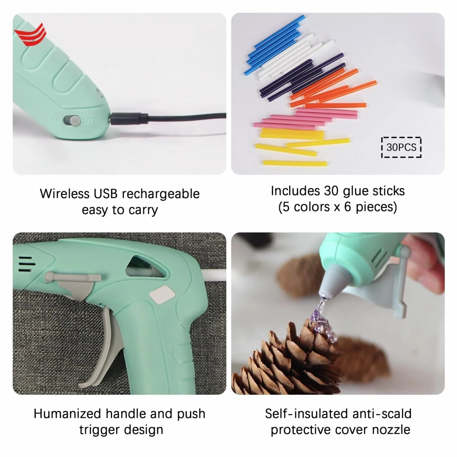 Pistolet Do Kleju Na GorąCo Bezprzewodowy Pistolet Do Klejenia Na Gorąco 7mm Klej W Sztyfcie Bezprzewodowy Pistolet Do Klejenia Naprawa Domu Narzędzia DIY Prezenty Dla Dzieci 2200mAh 90 Min Czas Użytk