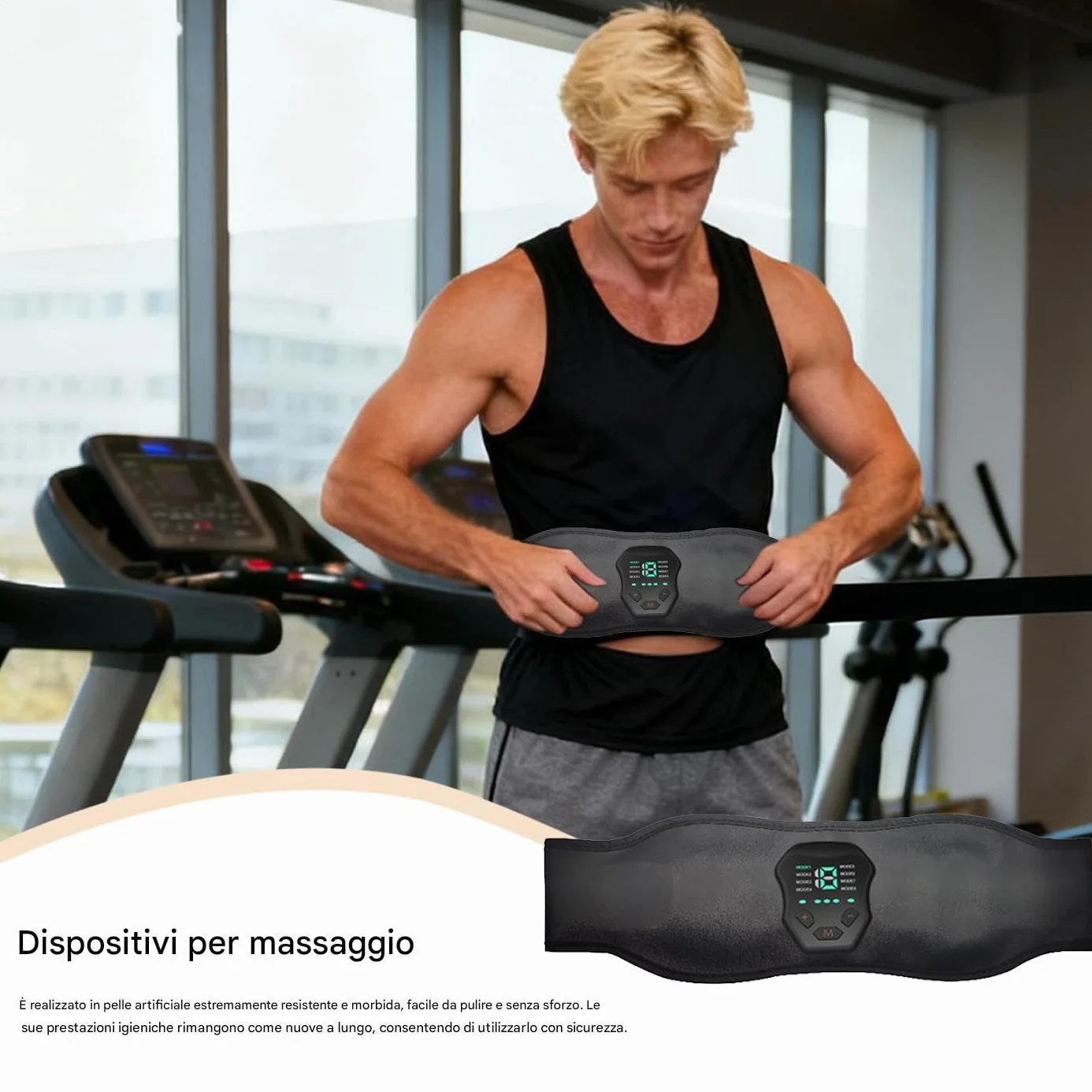Masażer brzucha do odchudzania z 19 poziomami intensywności, stymulator z zdalnym ładowaniem