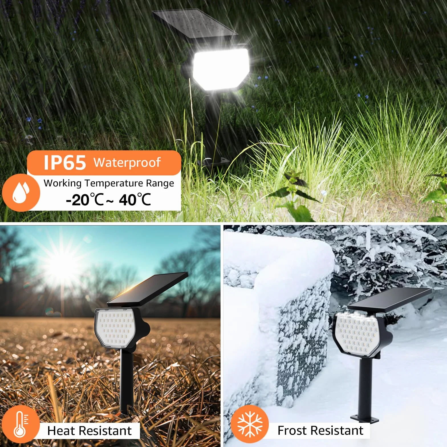 Lepro Zestaw 4 zewnętrznych lamp solarnych, mocny zewnętrzny reflektor solarny, wodoodporny zewnętrzny reflektor solarny IP65, zimne światło, regulowany 135°, do ogrodu, na ścieżki, garaż i taras