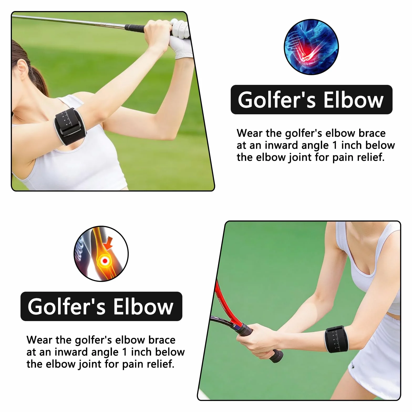Bandaż na łokieć tenisowy golfowy regulowany na zapalenie nadkłykcia