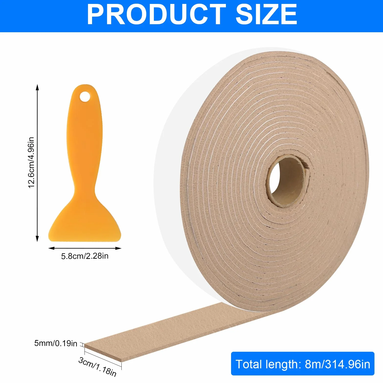 Absorber kondensatu do okien, paski ssące do okien do pochłaniania wody i utrzymania suchości, 3 cm × 8 m