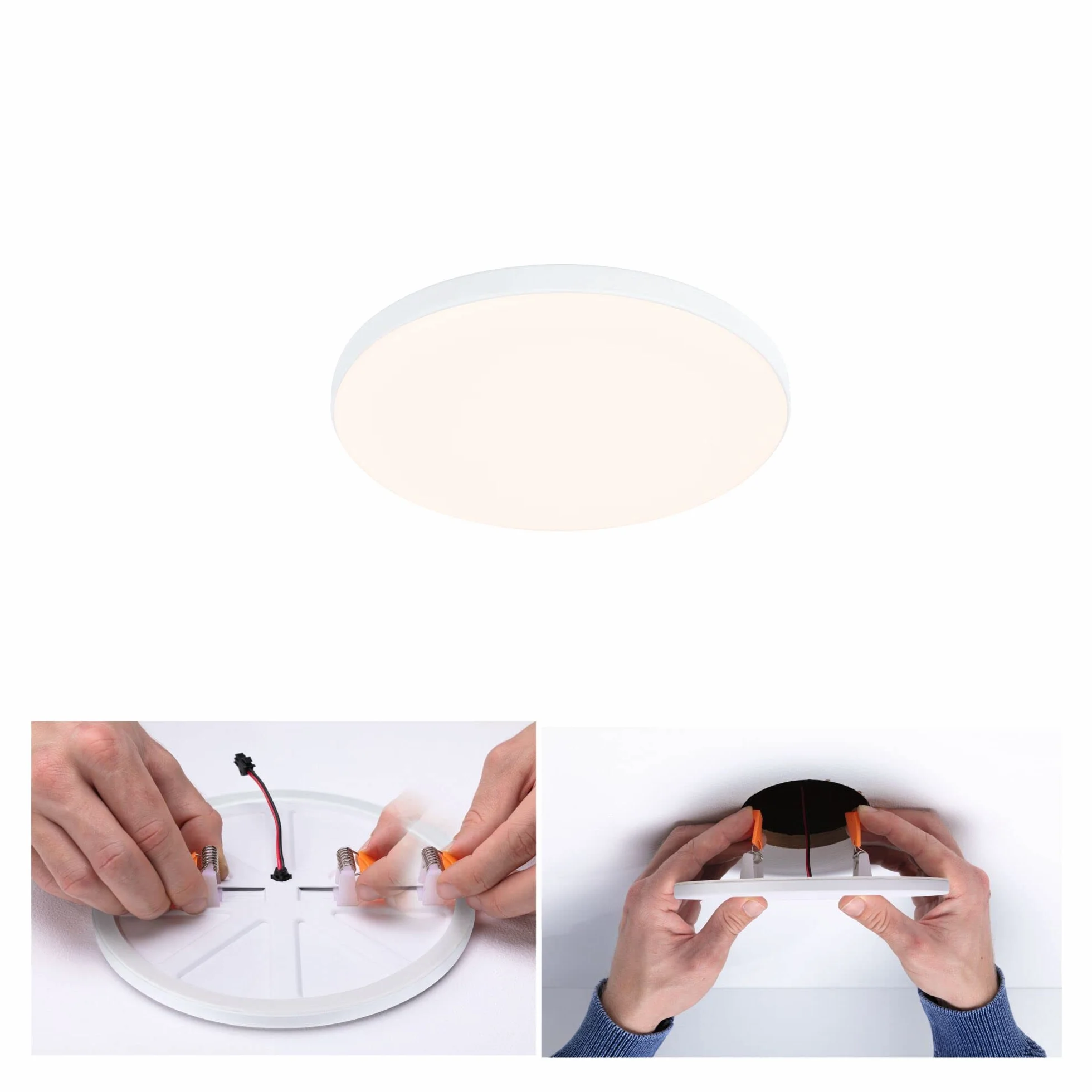Paulmann 79939 LED panel wpuszczany Veluna VariFit Edge 120 mm okrągły, ciepłobiały, biały, tw. sztuczne, system oświetleniowy 3000 K