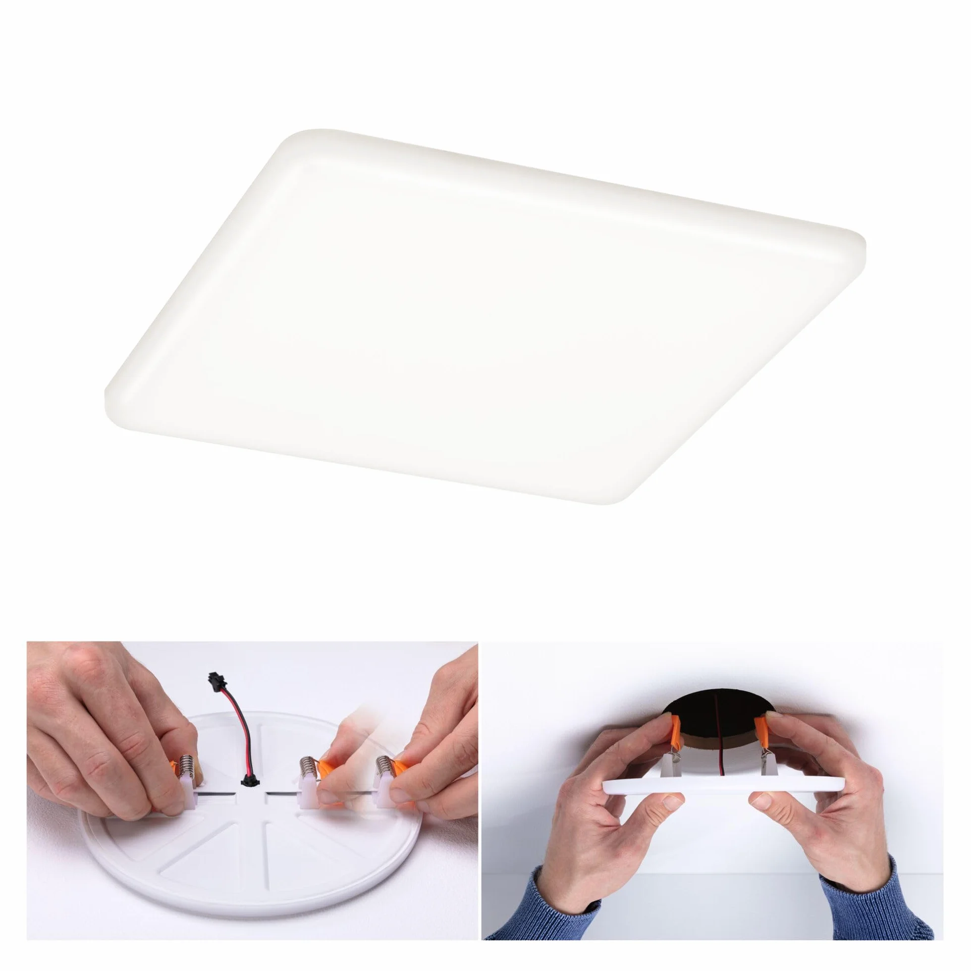 Paulmann 92398 Panel LED, oprawa wpuszczana Veluna VariFit, IP44 185x185mm czworok., w kompl. oprawa sufitowa 1x17,5 W satyn. tworzywo sztuczne 4000 K
