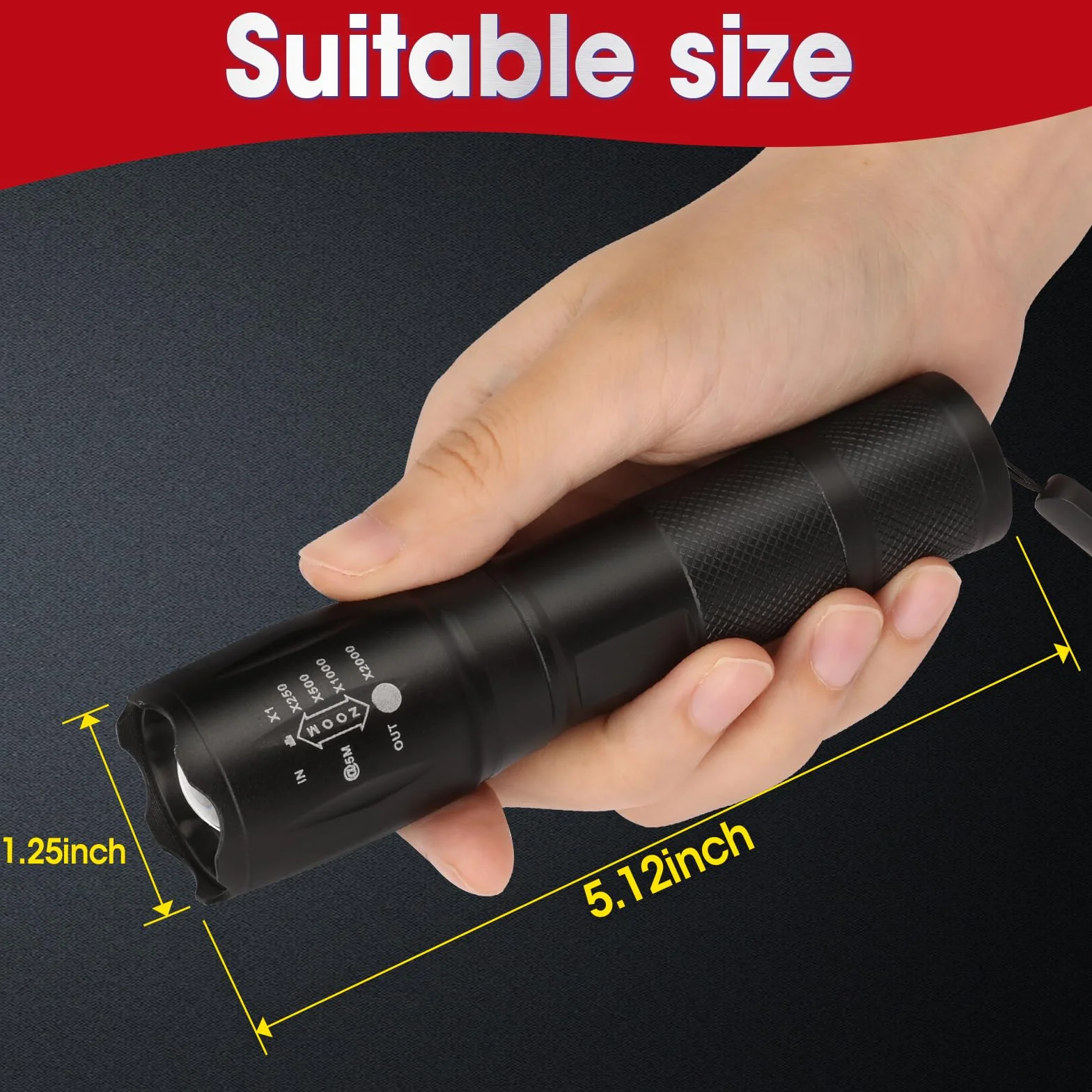 YesBes 7 sztuk małych latarek LED, wysokie lumeny, taktyczna latarka z 5 trybami, wodoodporna latarka błyskowa z możliwością powiększenia, mała latarka na kemping, do domu, na polowanie, kemping