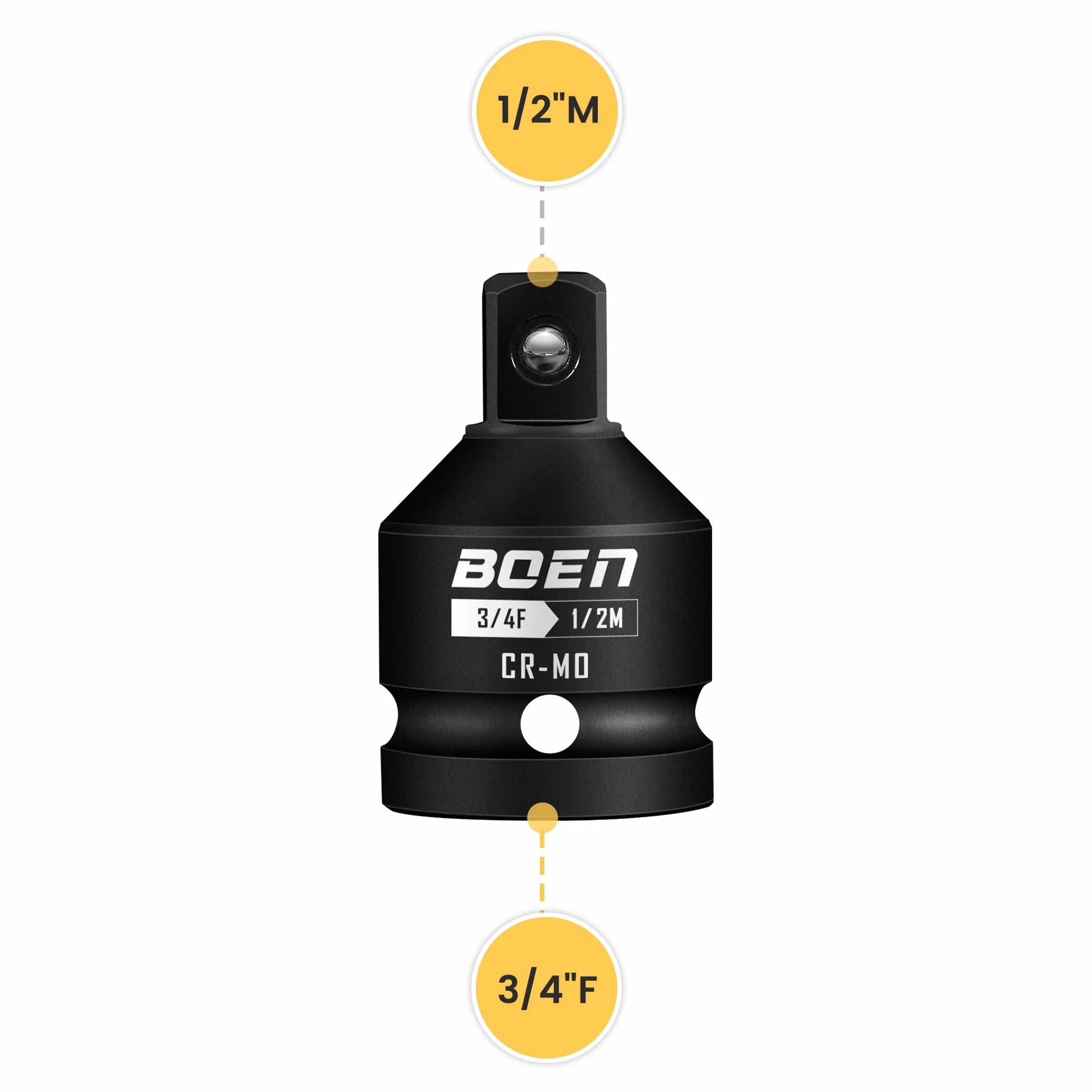 BOEN 3/4 Zoll F auf 1/2 Zoll M Schlag-Stecknuss-Adapter, Cr-Mo Stahl, Steckschlüssel-Adapter-Set für Schlagschrauber-Umwandlungen