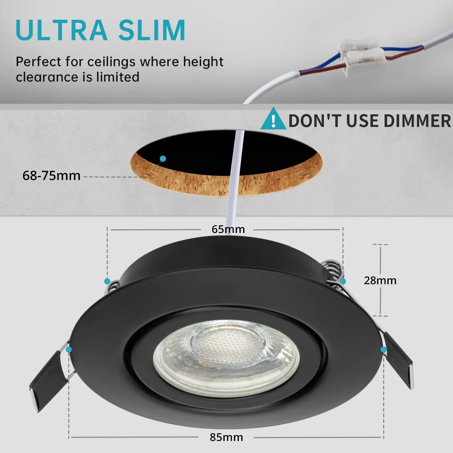 wowatt wpuszczana lampa punktowa LED ściemnialna 7W IP44 zimna biel 6000K 700lm