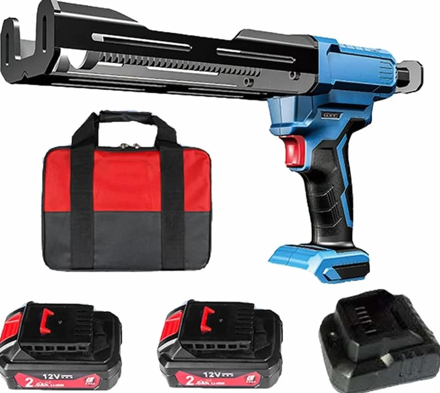 Bezprzewodowy pistolet uszczelniający, elektryczny aplikator dwukomponentowy 12 V, ciąg 8000 N, automatyczny wkład i pistolet do kiełbasy, zawiera 2 baterie dla wygody