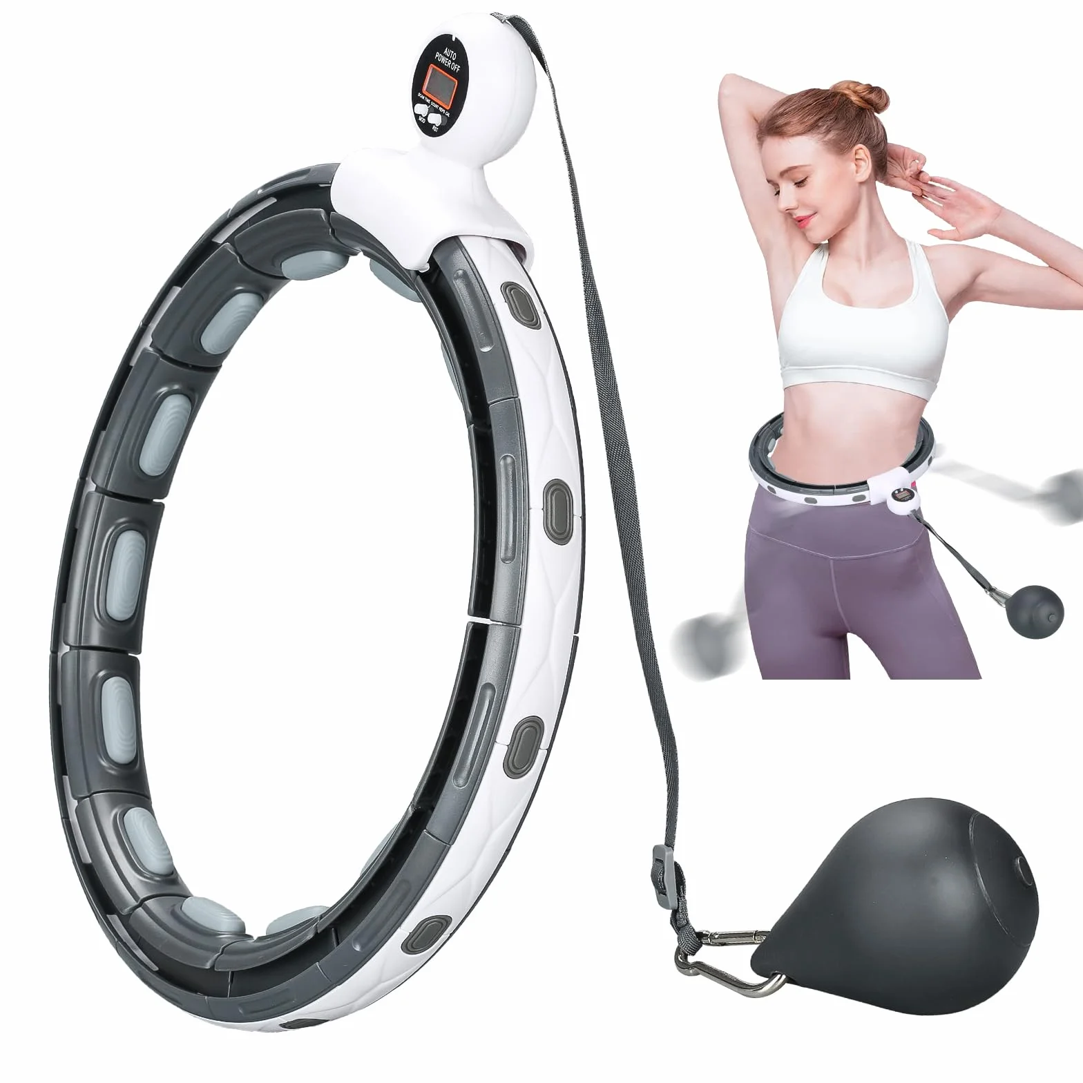 Smart Hula Hoop, inteligentna fitness, cicha, profesjonalna odchudzanie, nie spada, liczenie, z magnetycznym dyskiem do masażu utrata wagi, regulowana 16 węzłów, dla dorosłych, dzieci