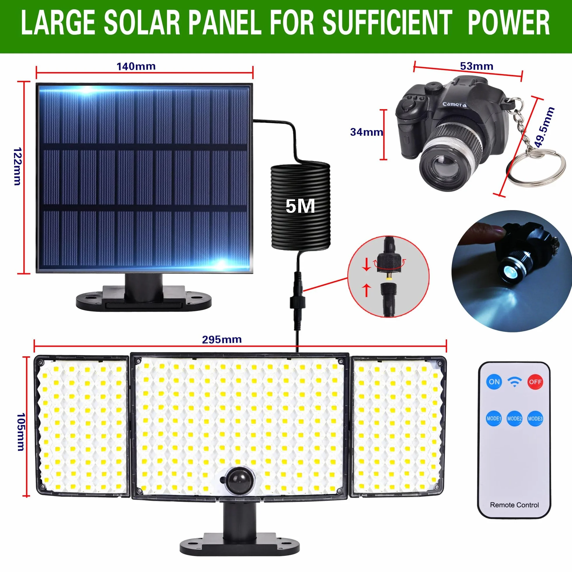 Zewnętrzny reflektor solarny lampa punktowa lampa punktowa oświetlenie zewnętrzne czujnik ruchu potężna oprawa LED Ogród zewnętrzny Bezpieczeństwo halogenowe