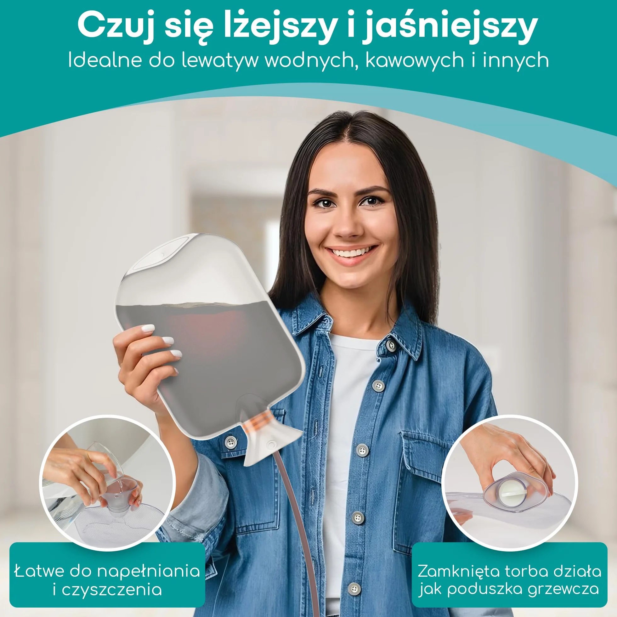 Medi Grade Zestaw do Lewatywy Oczyszczanie Jelita Grubego 2L Przejrzysty Nietoksyczny Torba