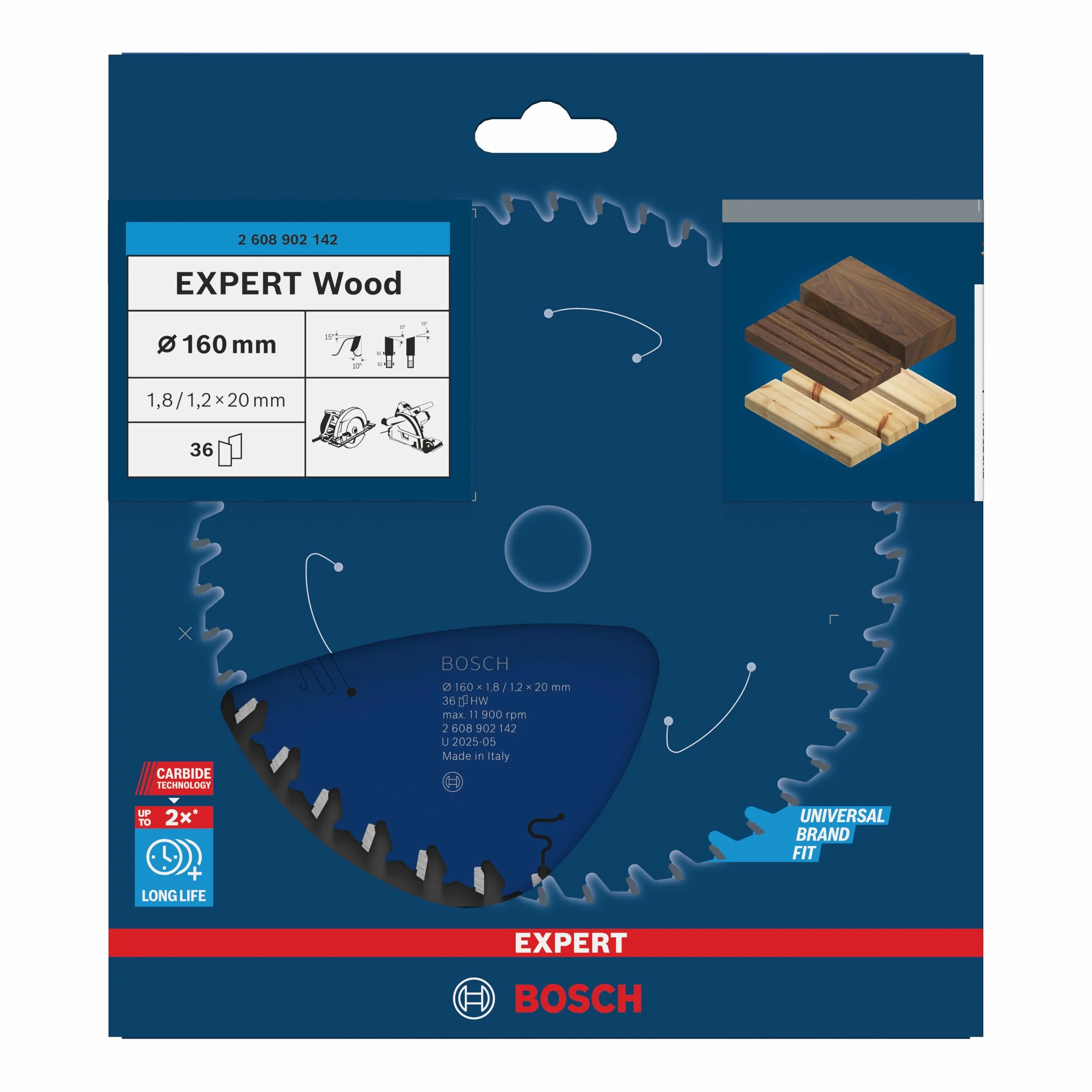 Bosch 1x Tarcza pilarska EXPERT Wood (do Miękkie drewno, Ø mm, Professional Akcesoria Przewodowe ręczne pilarki tarczowe)