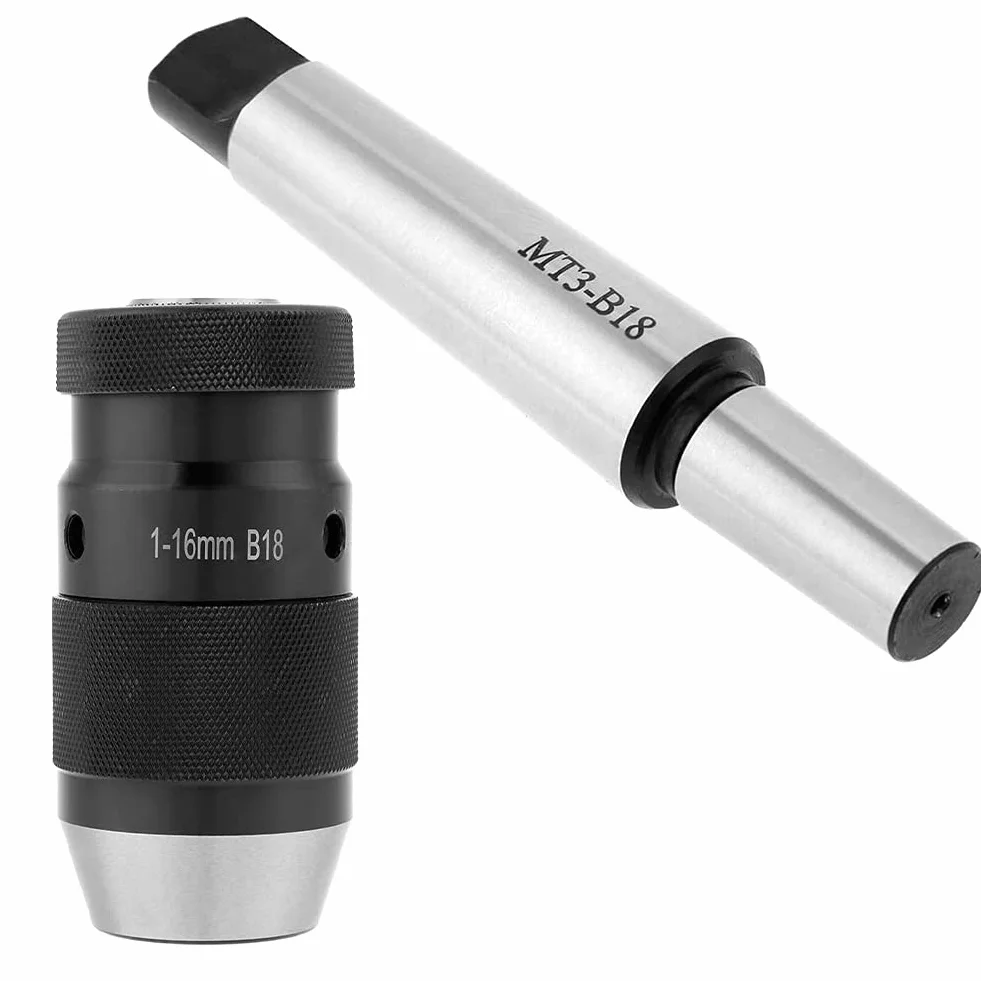 Bezkluczowy Uchwyt Wiertarski do Tokarki o Pojemności 0-16 Mm Trzpienie MT3-B18, Solidna Stal 45#, łatwe Mocowanie, Szeroko Stosowane w Wiertarkach i Frezarkach