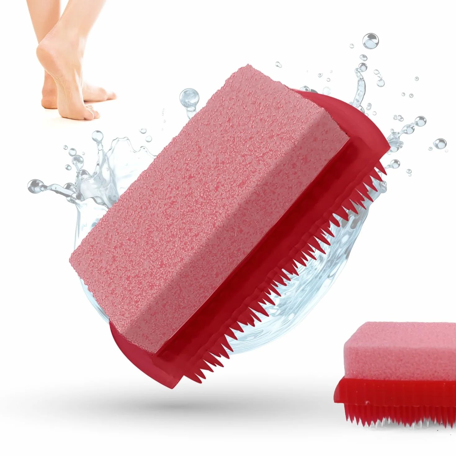 LaRosa PUMICE SPA 2 w 1 szczotka do pielęgnacji stóp czerwona z różowym pumeksem