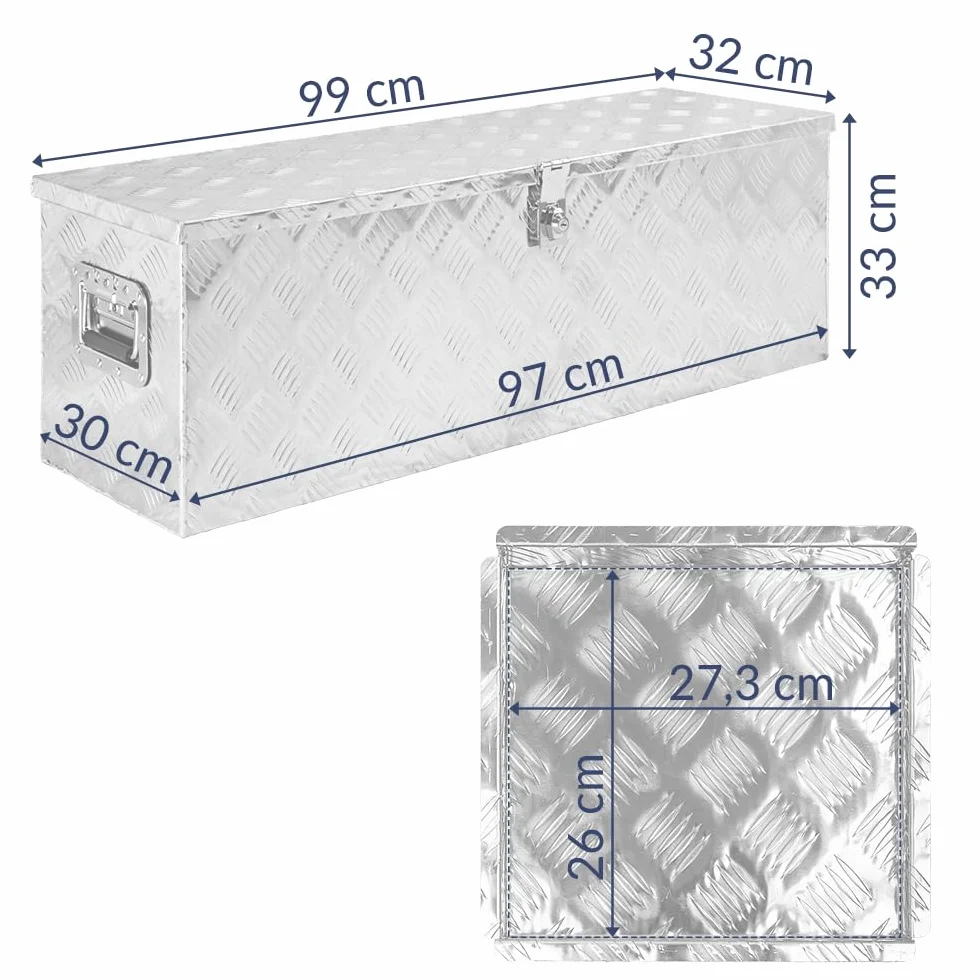 Trucky Zestaw D100 + schowek do zawieszania, skrzynka narzędziowa, skrzynka na przyczepę, aluminiowa skrzynka na przyczepę, pojemnik aluminiowy, pojemnik na wkładkę, pojemnik na przybory