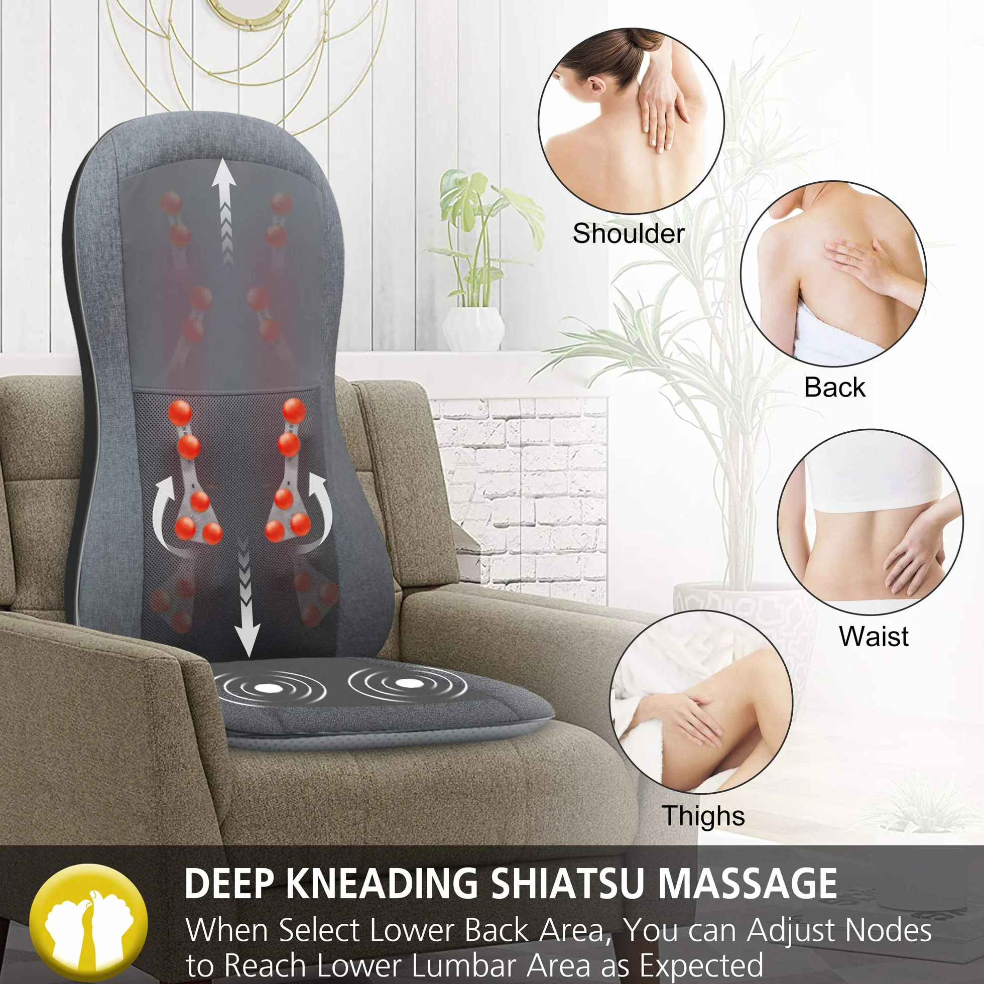 Comfier Masażer całego pleców z ciepłem Shiatsu 2D/3D 10 węzłów masażu poduszka do masażu