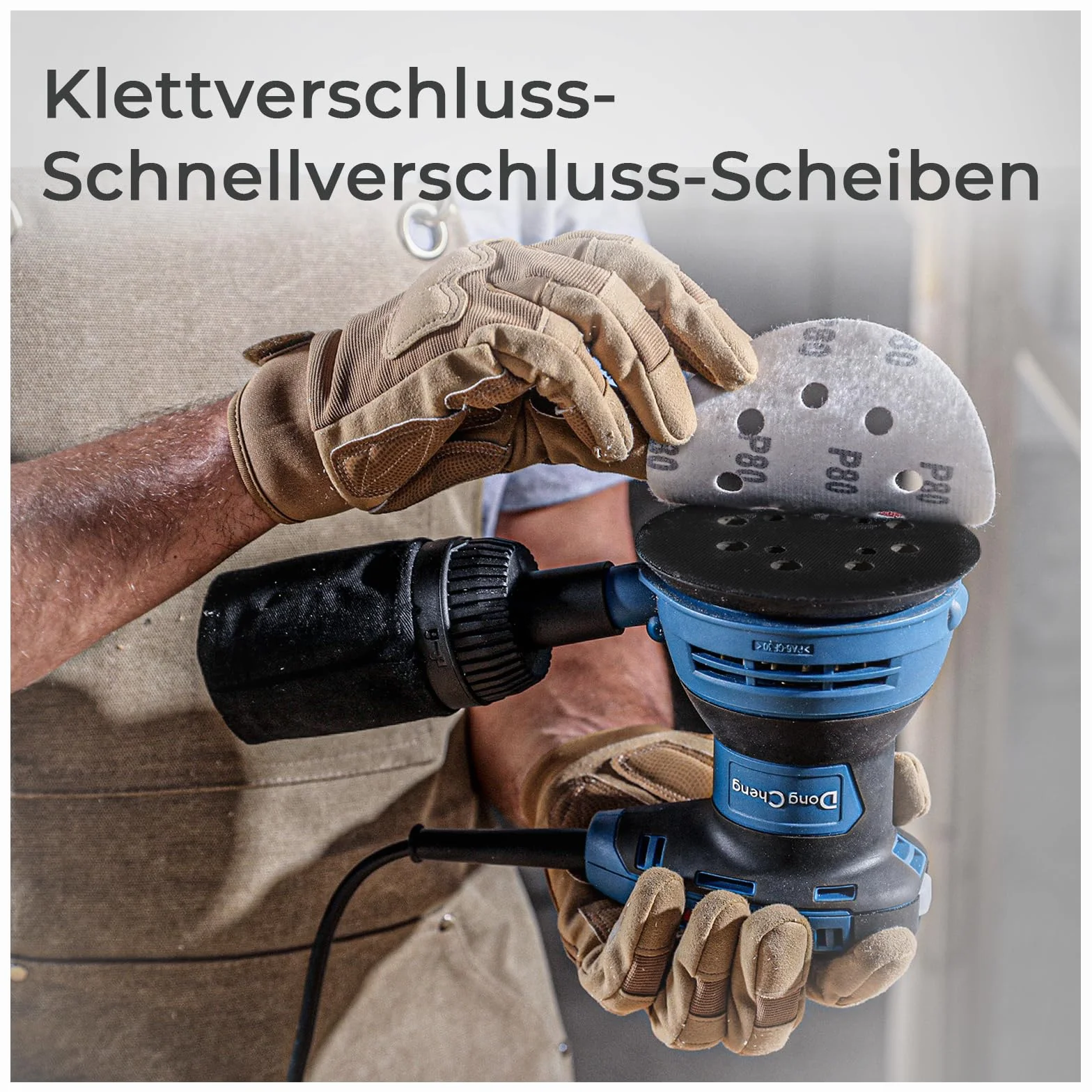 Dong Cheng Szlifierka mimośrodowa 300 W, 125 mm, 6 prędkości, 4000 – 12000 obr./min, system zbierania kurzu z 10 tarczami szlifierskimi, idealna do projektów obróbki drewna