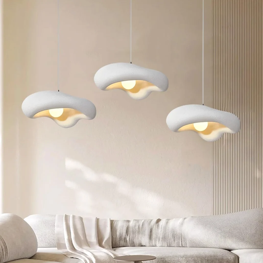 Kreatywna Kwiatowa Lampa Wisząca Wabi-Sabi Lampa Wisząca E27 Nowoczesna Lampy Wiszące Polistyren Lampa Styl Nordycki Do Sypialni Salonu Jadalni Kuchni Pokoju Dziecięcego Żyrandol(White,B)