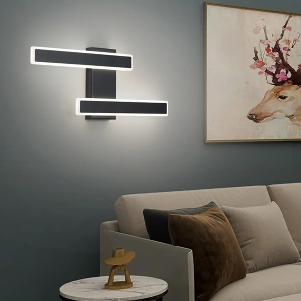 Comely Kinkiet Wewnętrzny LED, 32W 3600LM Czarna Nowoczesna Lampa Ścienna, 3 Temperatury Barwowe Oświetlenie Wewnętrzne Lampa Nocna Ledowa Lampa Ścienna Do Salonu Sypialni Biura Schodów