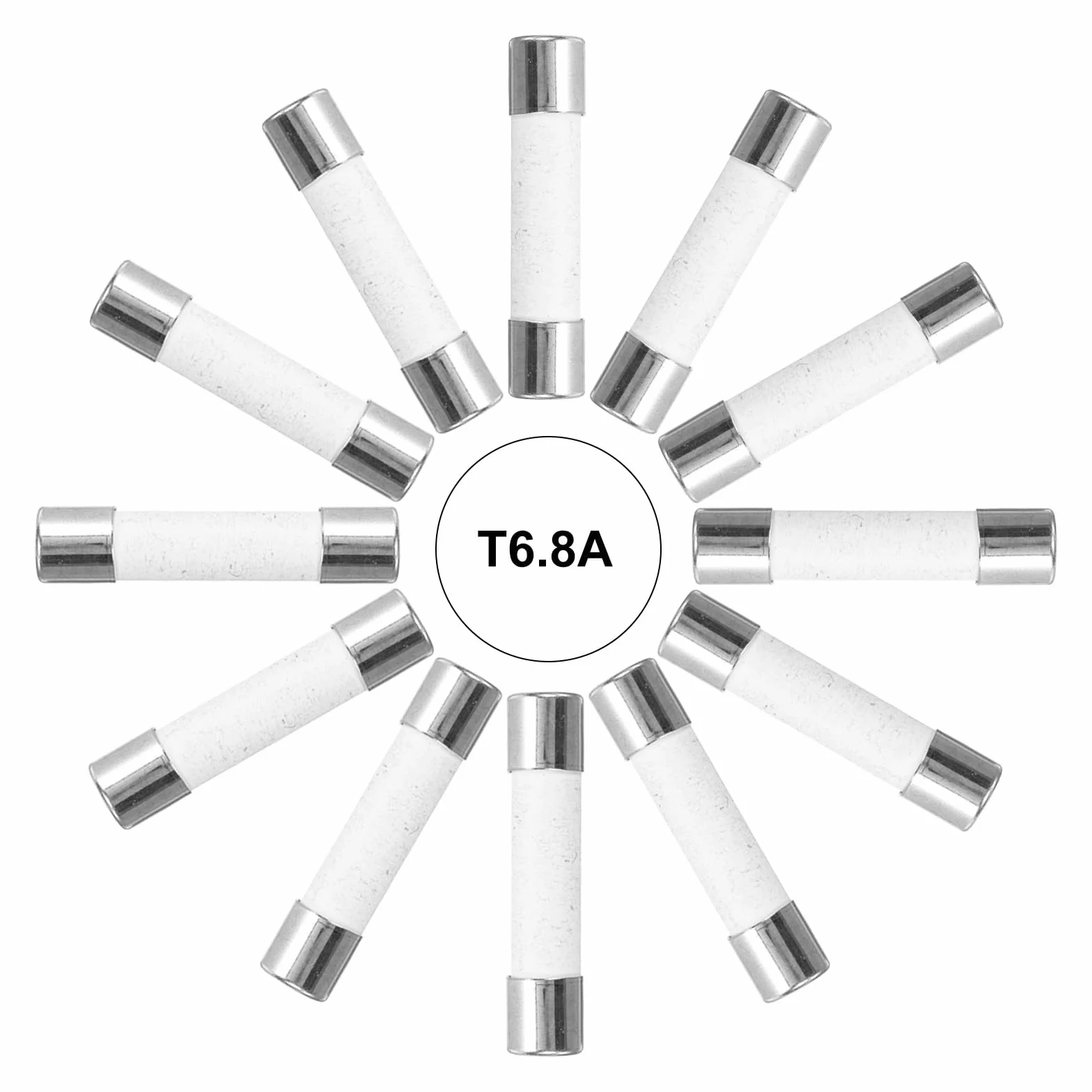 QUARKZMAN 10 sztuk bezpiecznik ceramiczny 6 x 30 mm 250 V Wolnostojące ceramiczne bezpieczniki miniaturowe do telewizora LCD (T6,3A)