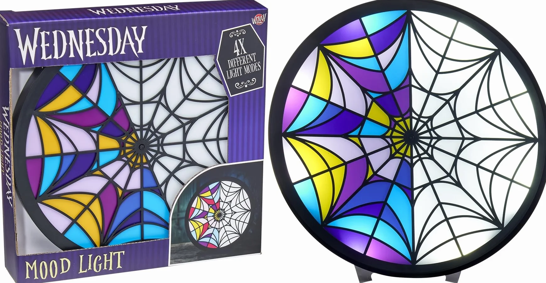 Lansay - WEDNESDAY - Lampa witrażowa - Wierna reprodukcja witrażu w środę i Enid - 4 tryby światła - światło migające - od 8 lat - zasilanie bateryjne lub USB