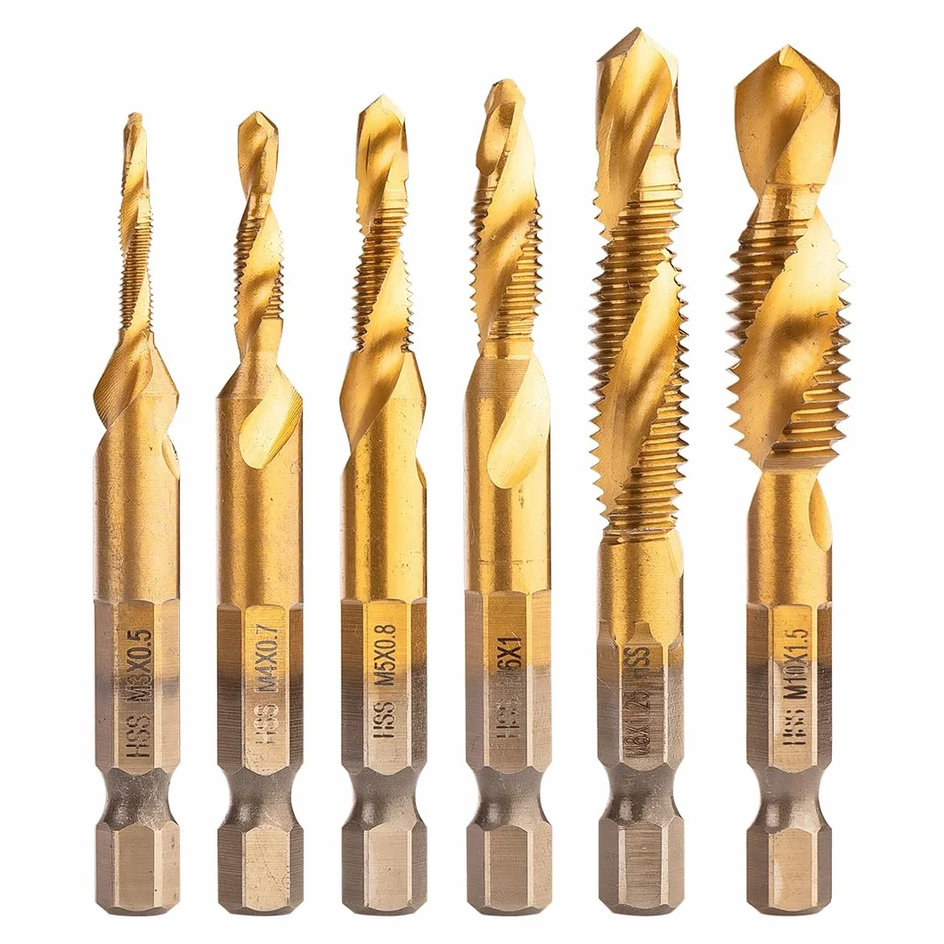 NEO TOOLS Gwintownik HSS powłoka TiN HEX 1/4" dla profesjonalistów i majsterkowiczów Maksymalna prędkość obrotowa: 1000 obr./min, jednoczesne wiercenie i gwintowanie