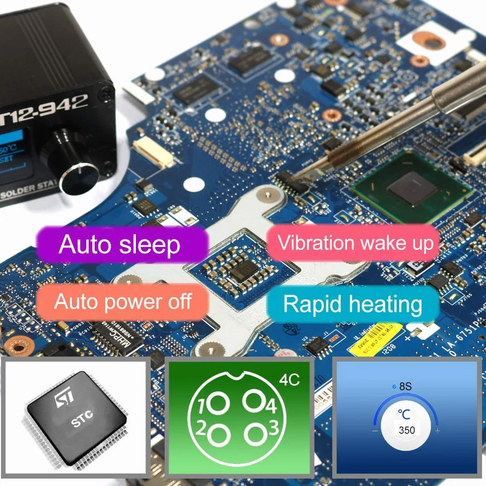 HUIOP T12-942 Spawanie OLED DIY Spawanie elektryczne s Wskazówki dotyczące temperatury z końcówkami K-i uchwytem