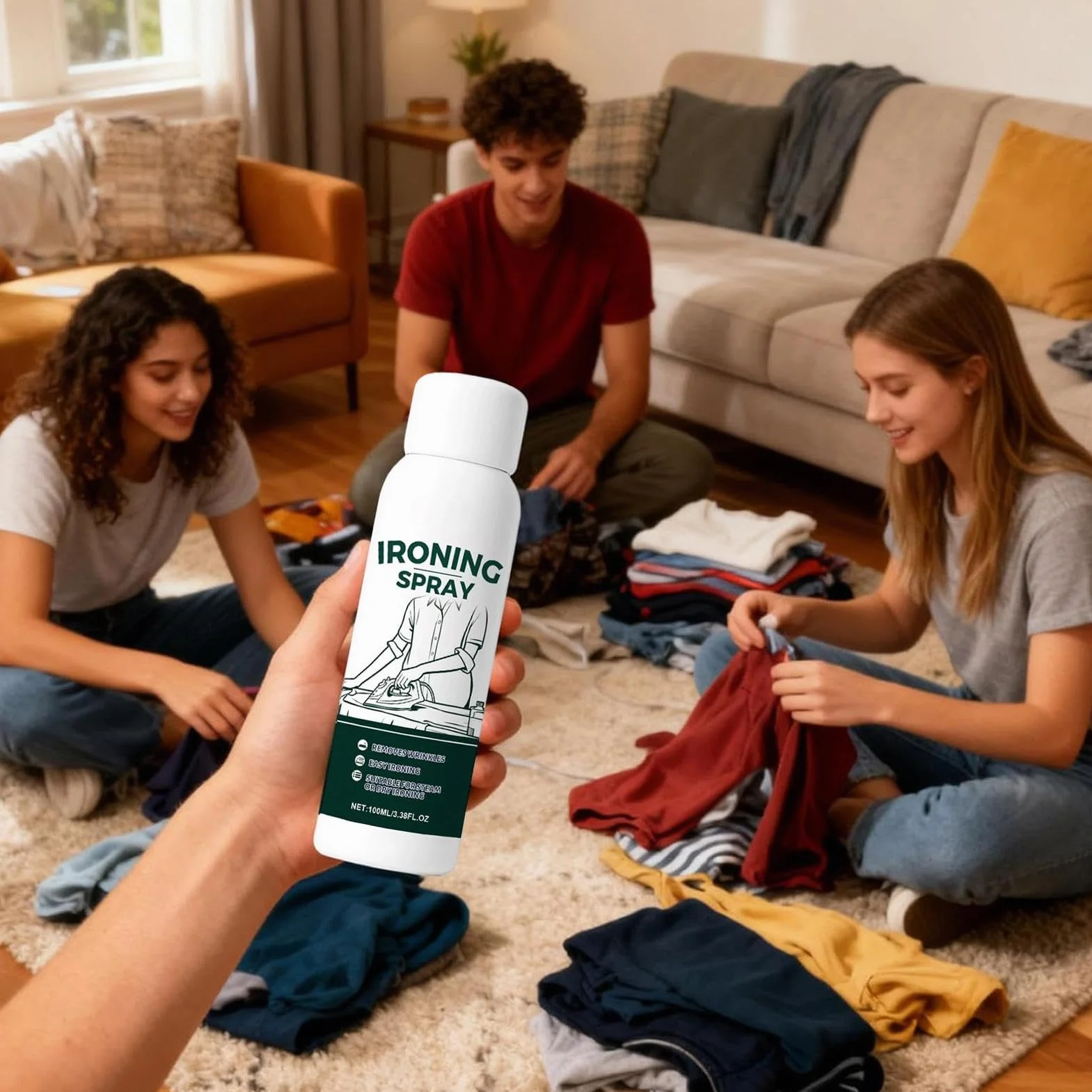 Fabric Iron Starch Spray do ubrań - 100 ml Travel Size | Heavy Hold Remover for Cotton Wool Linen Polyester Silk, Refresh and Protect Garments and Bed Sheets