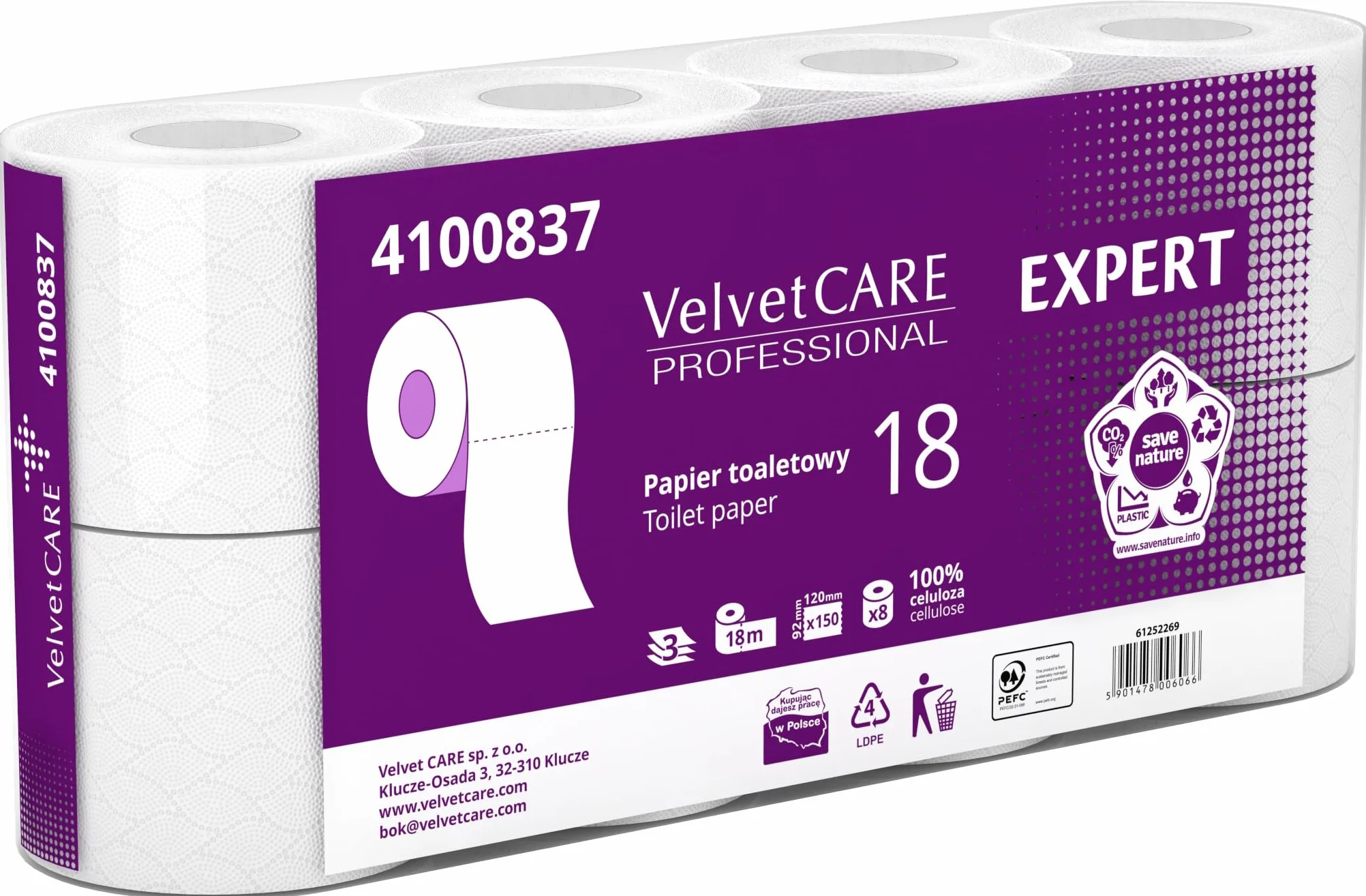 Papier toaletowy VELVET EXPERT 1 opak. 8x18m|3-war|celuloza