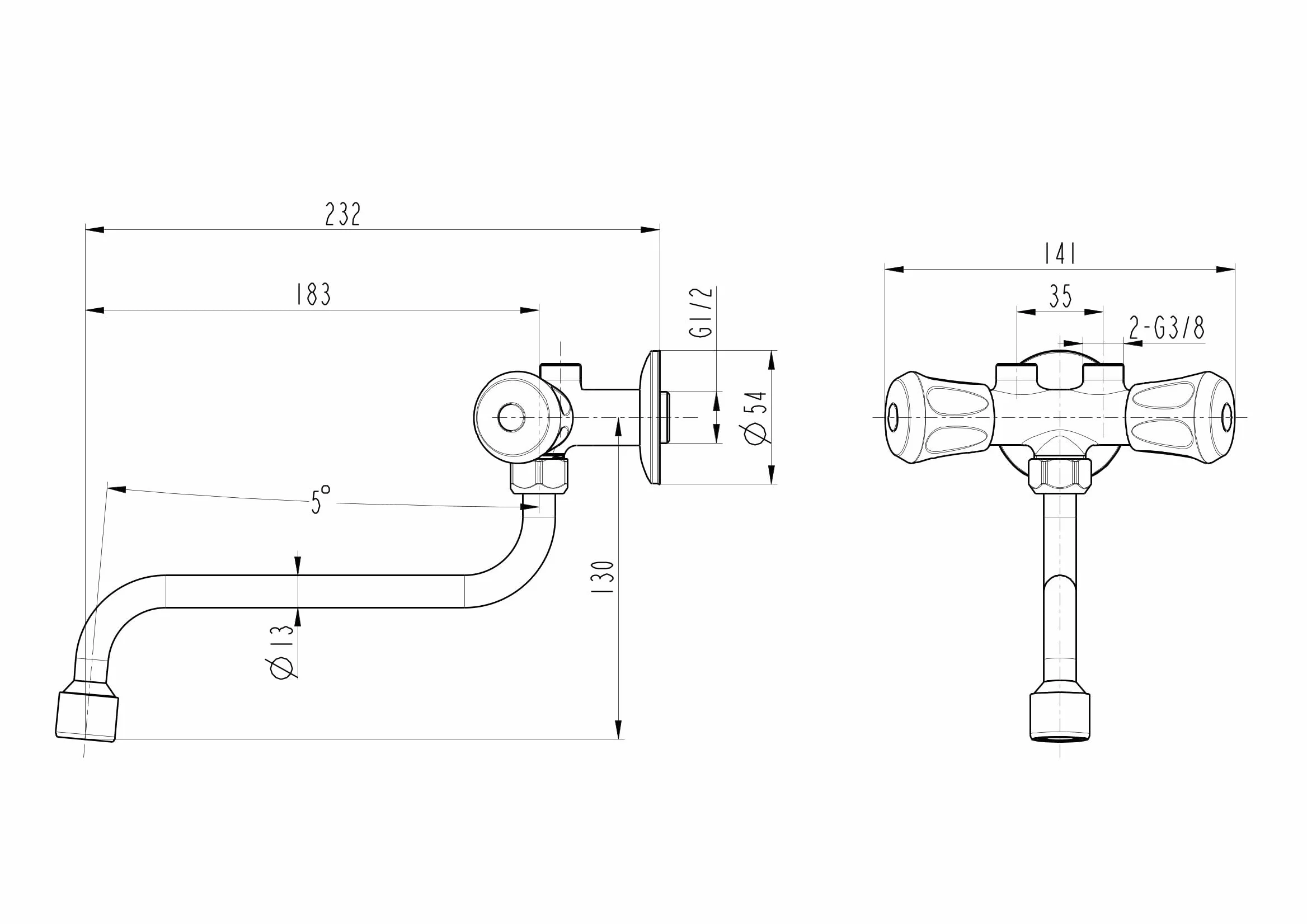 Thermoflow Mały przepływowy podgrzewacz wody 3,5 kW z armaturą Typ/model: ELEX35ARM
