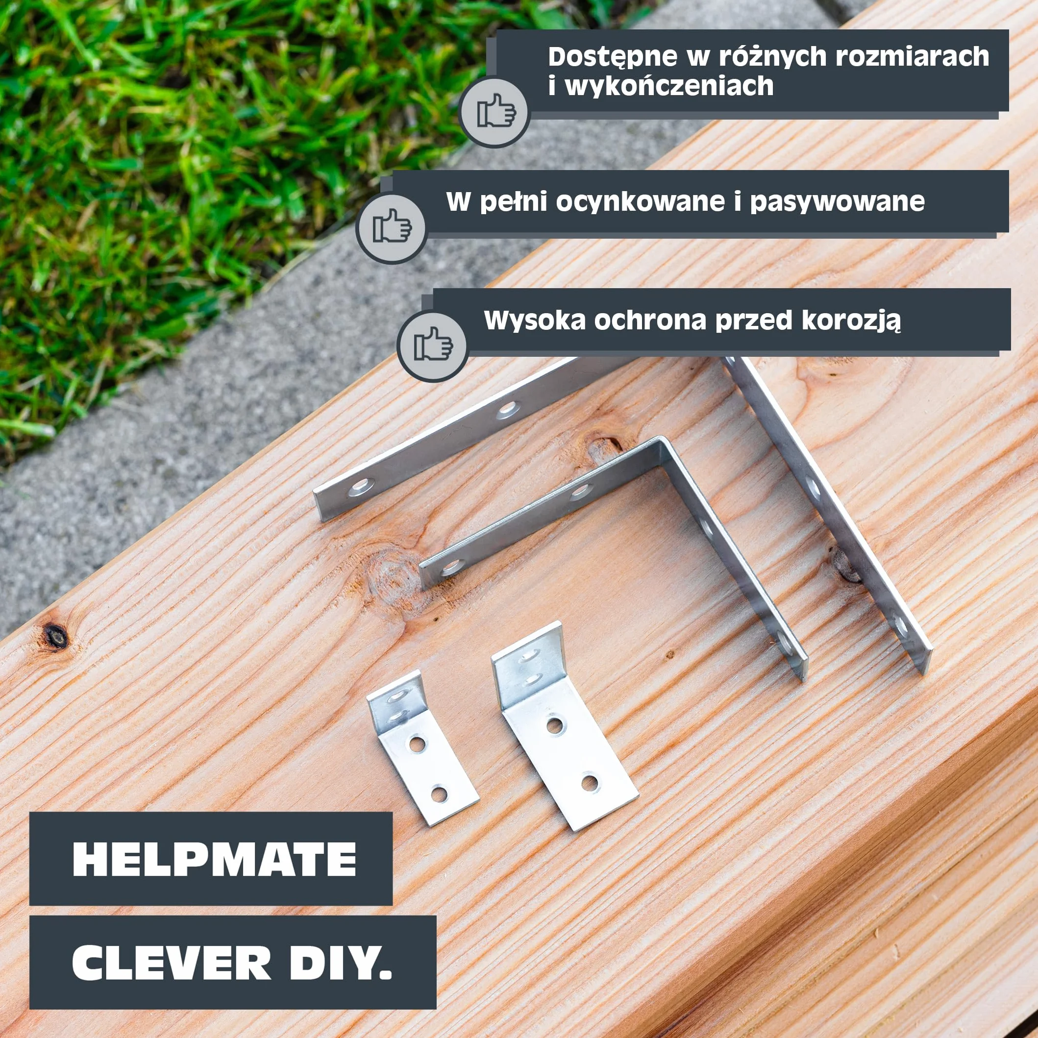 HELPMATE – 48 sztuk kątowników krzeseł 30 x 30 x 14 mm – łącznik kątowy ocynkowany galwanicznie i pasywowany na niebiesko – kątownik meblowy z doskonałą ochroną przed korozją, stabilny i trwały –