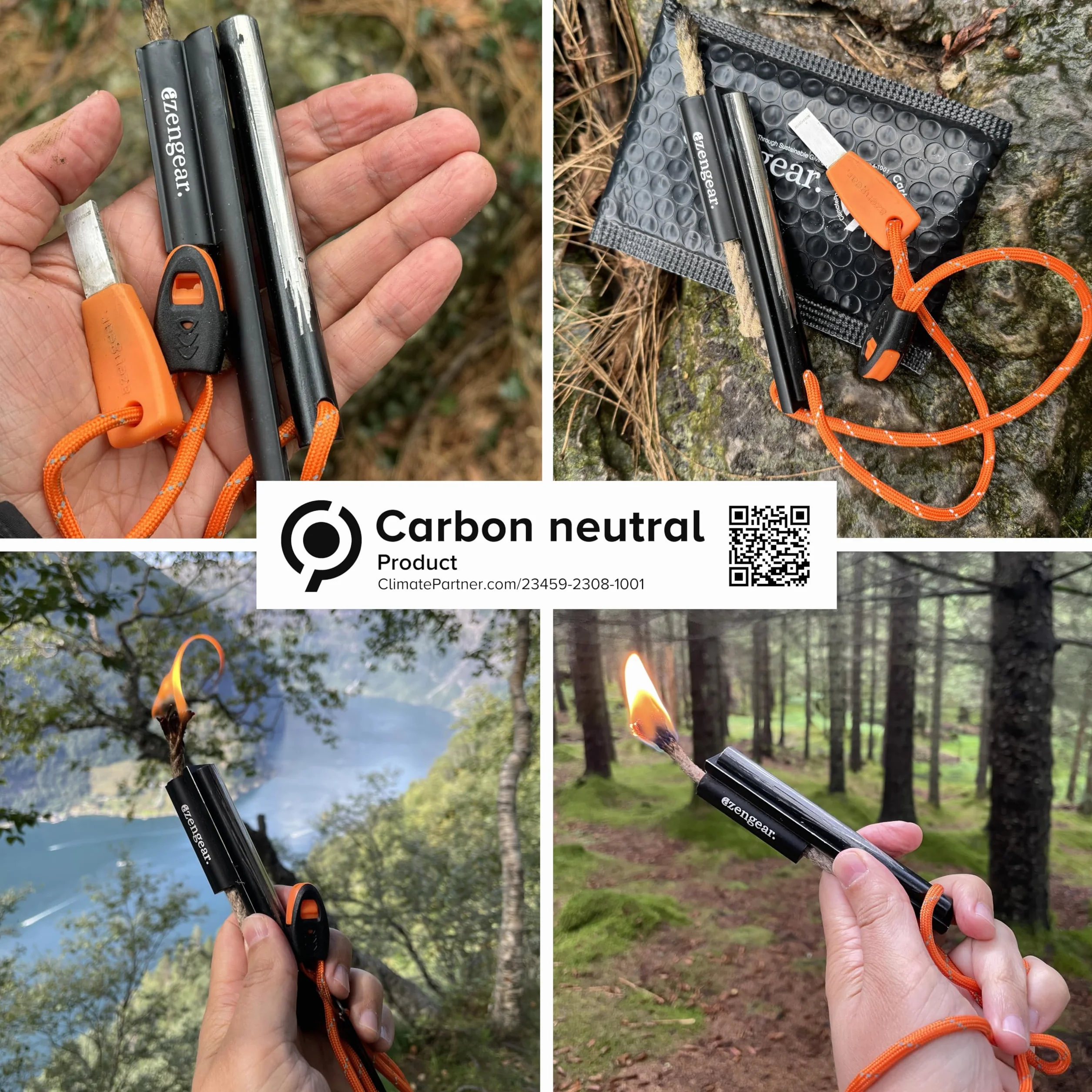 aZengear Camping Bushcraft Flint Steel Pro Fire Starter, XXL Ferro Rod, HSS Striker, Tinder Wick Rope, Paracord, wodoodporny zestaw survivalowy na świeżym powietrzu
