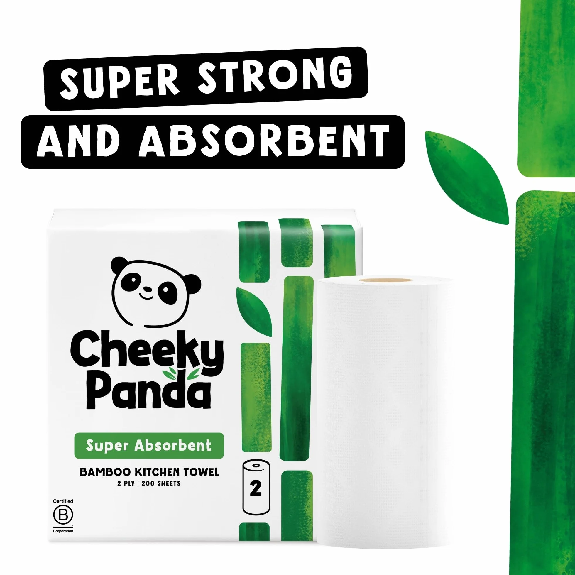 The Cheeky Panda - Bambusowe ręczniki papierowe luzem, 10 x 100 arkuszy ręczników papierowych, 1000 x 2-warstwowe ręczniki papierowe, mocne i trwałe
