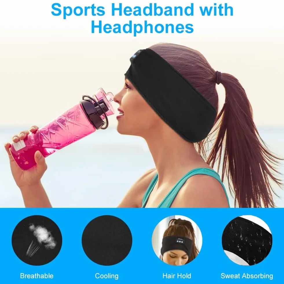 flintronic Słuchawki do spania bezprzewodowe Bluetooth z ultracienkimi głośnikami stereo HD sportowe opaska