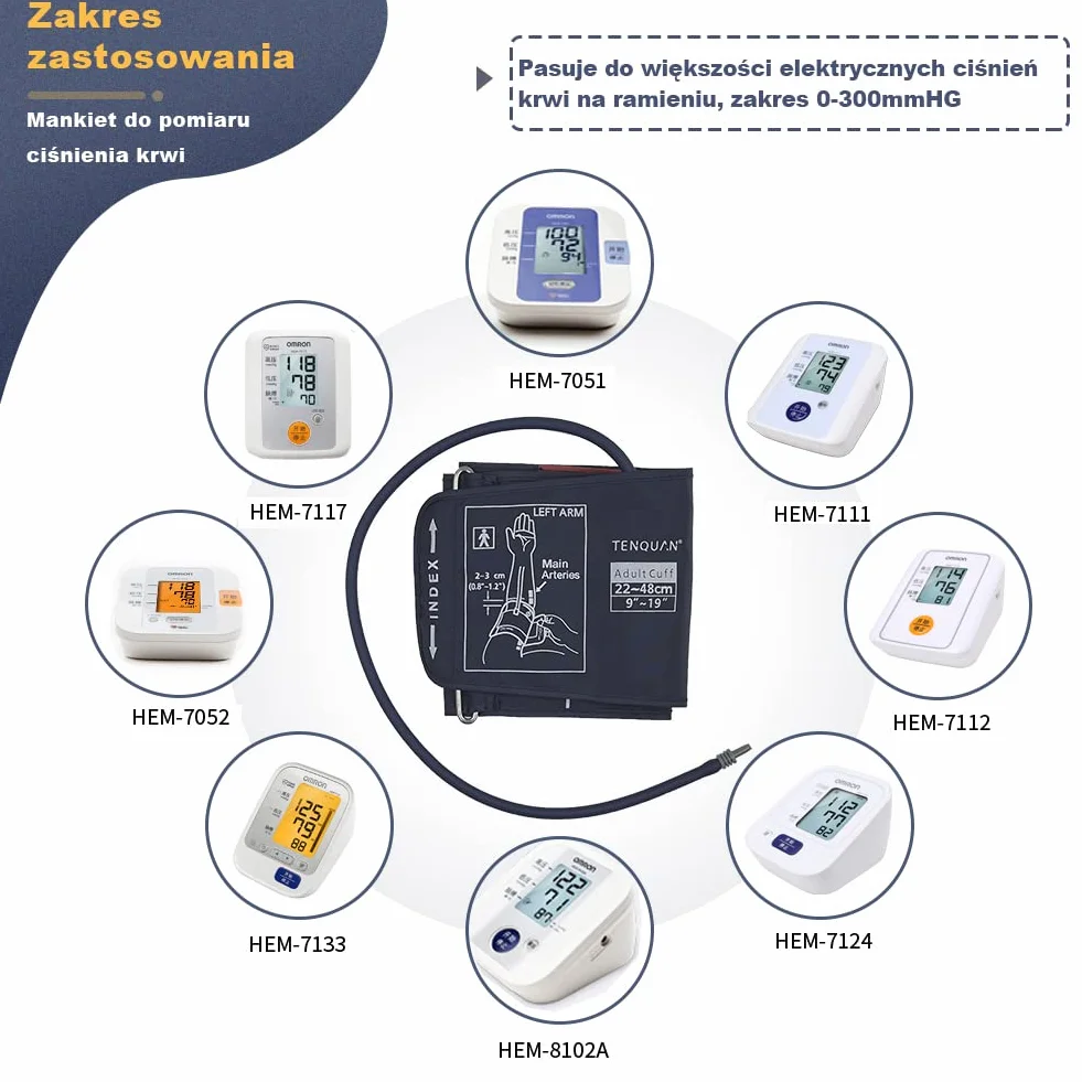 Duży mankiet do ciśnieniomierza (22-48 cm), mankiet na ramię do cyfrowego pomiaru ciśnienia krwi z przyłączem