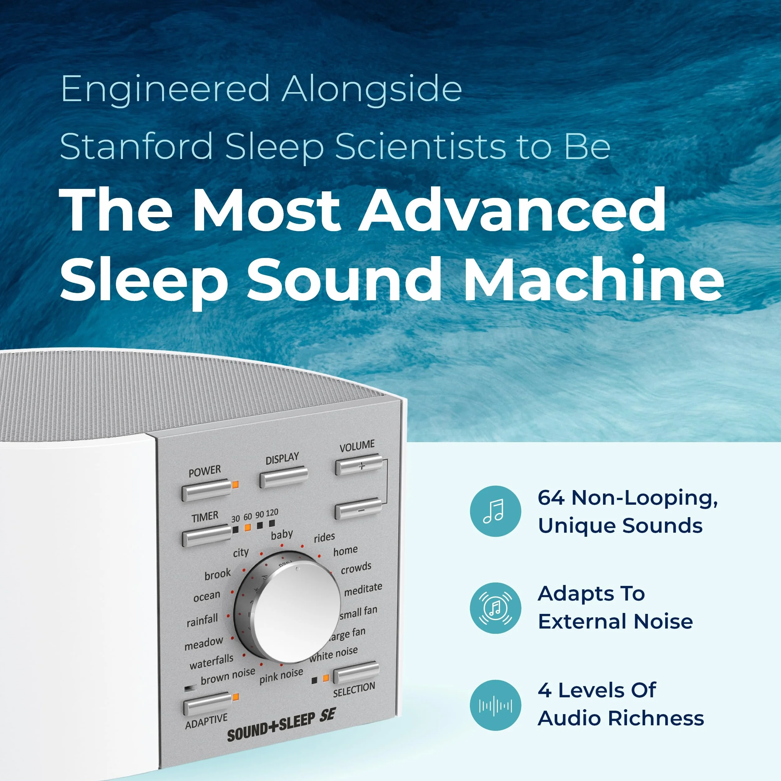 Sound+Sleep Se Special Edition Sleep Sound Machine, Biała Maszyna do Hałasu, Prawdziwe Dźwięki Natury