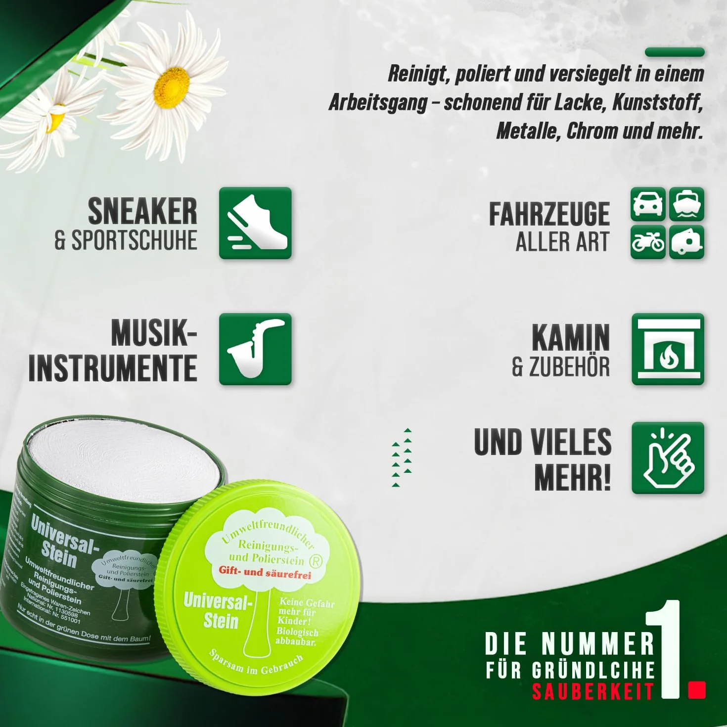 Zielinsky uniwersalny kamień, zielony kamień, biały kamień, kamień do czyszczenia, puszka do czyszczenia, 1 sztuka (1 x 900 g)