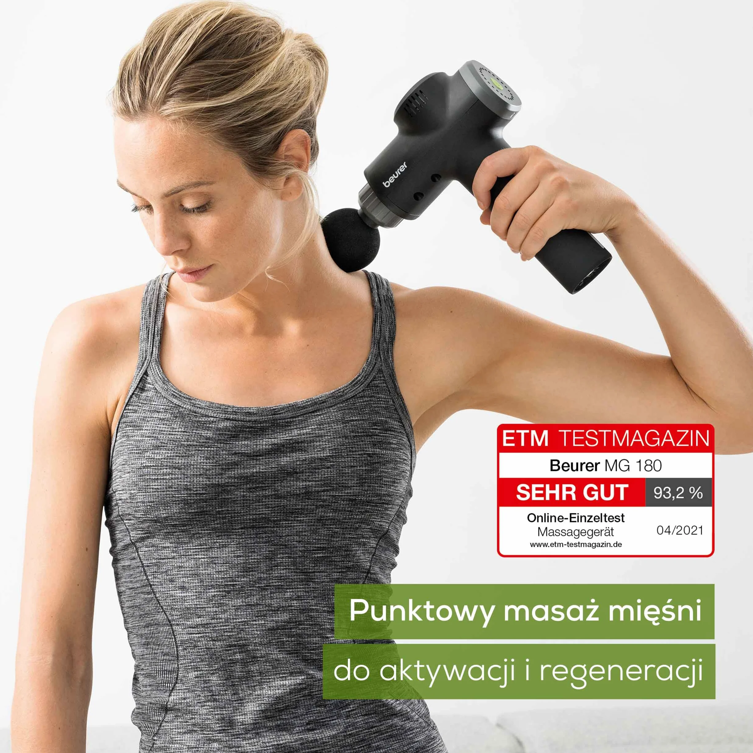Beurer MG 180 Pistolet do masażu z 6 końcówkami 4 poziomy intensywności