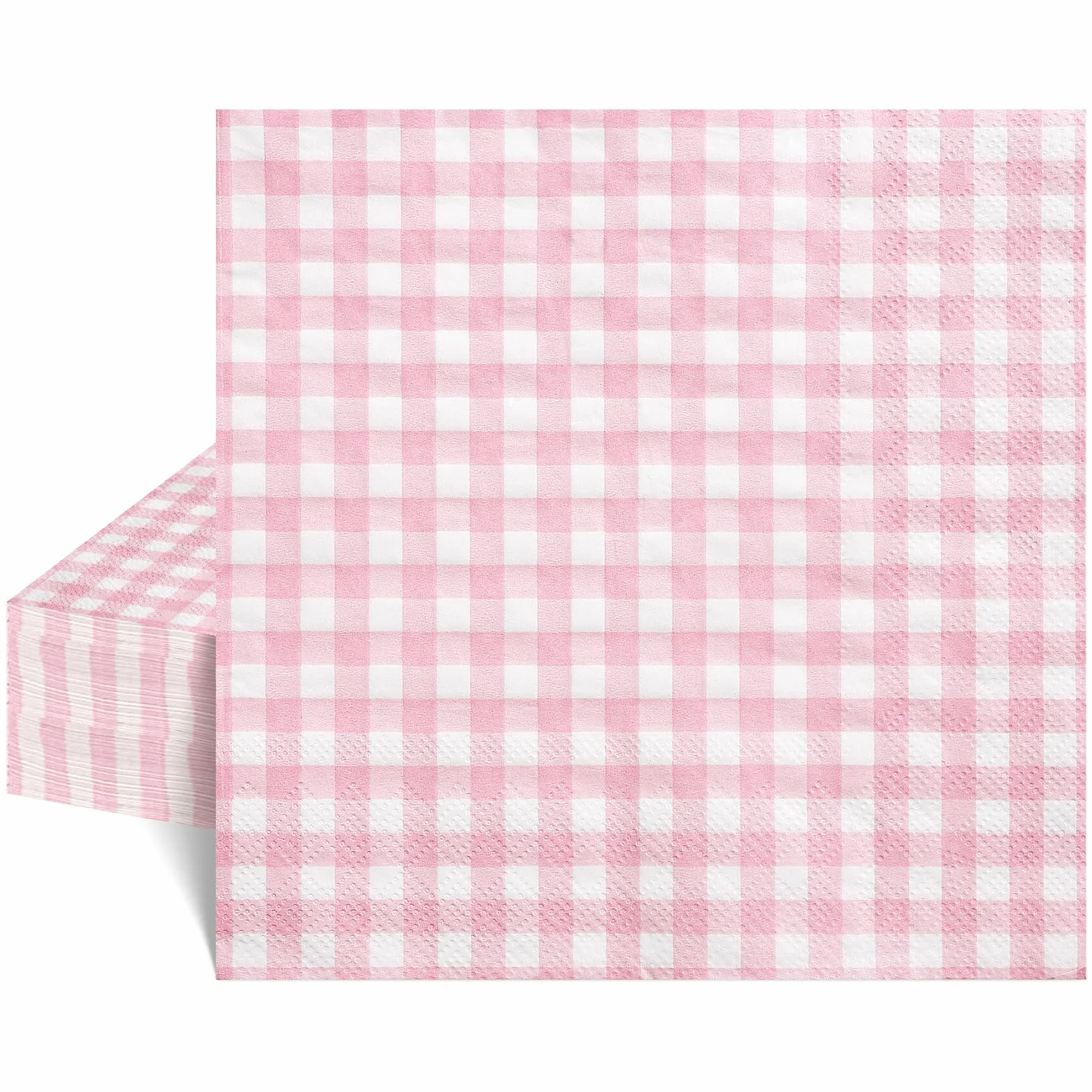 Różowe papierowe serwetki w kratkę, 16,5 cm, 2-warstwowe, różowe i białe papierowe serwetki jednorazowe na wesela, baby shower, pikniki i dekoracje świąteczne