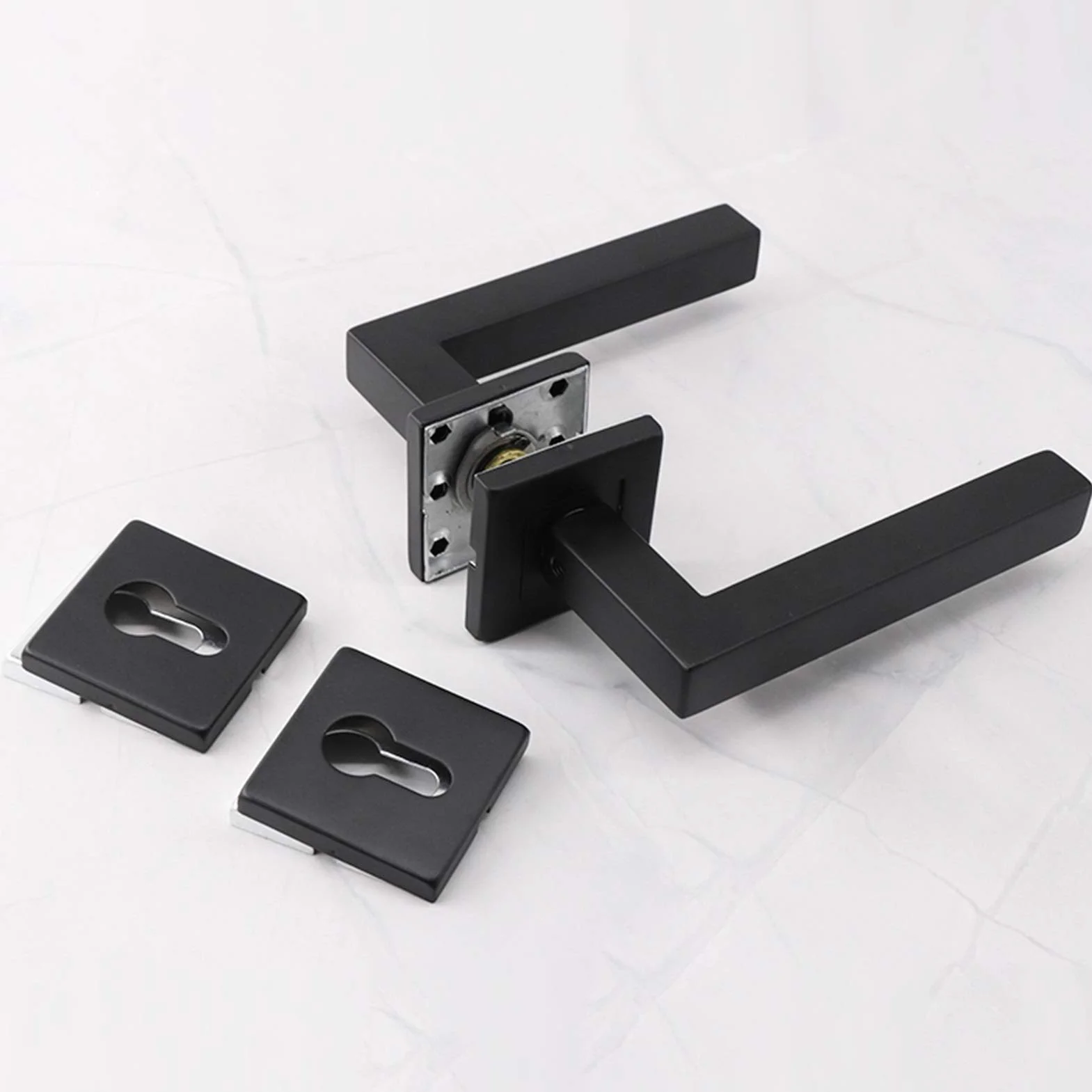 Klamka Ze Stali Nierdzewnej 304 Z Kwadratową Rurką, Wewnętrzne Wejście Do Sypialni, Łazienka, Zewnętrzne Klamki Do Drzwi(BLACK HANDLE)