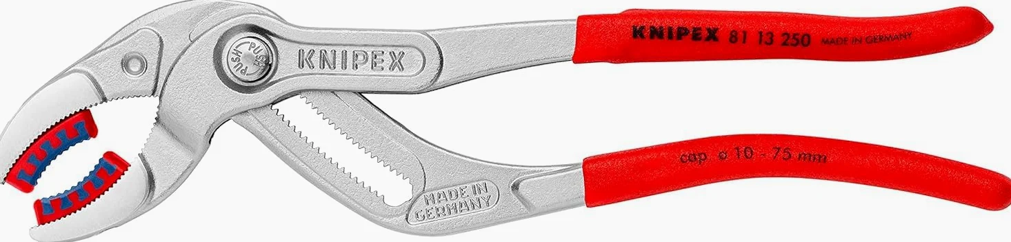 KNIPEX Szczypce do syfonów sanitarnych, muf i złączek chromowany pokryte antypoślizgowym tworzywem sztucznym 250 mm, 81 13 250
