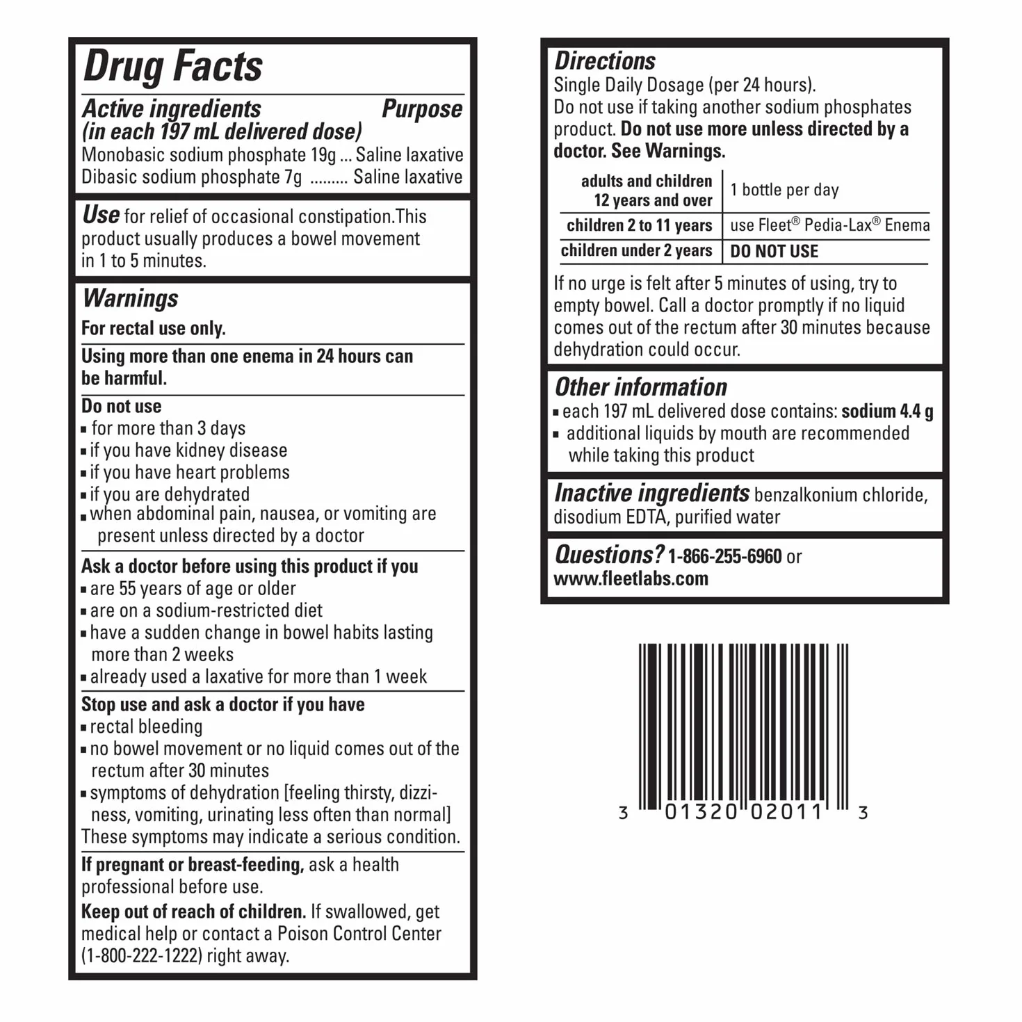 Fleet Laxative Saline Extra Enema for Adult Constipation, 7.8 fl oz, 3 Pack