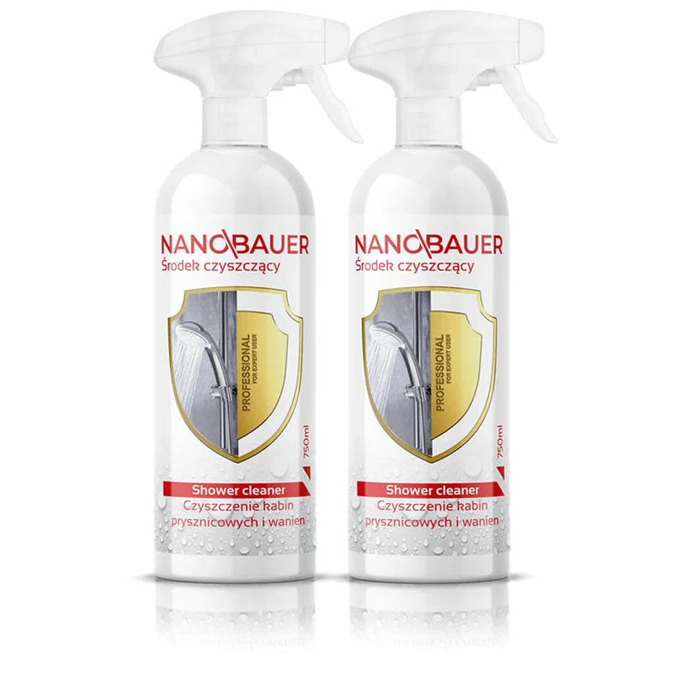 2x Supermocny i skuteczny środek czyszczący do kabin prysznicowych | NANOBAUER Shower Cleaner | Środek czyszczący do kabin prysznicowych do usuwania kamienia | Pojemność 750ml