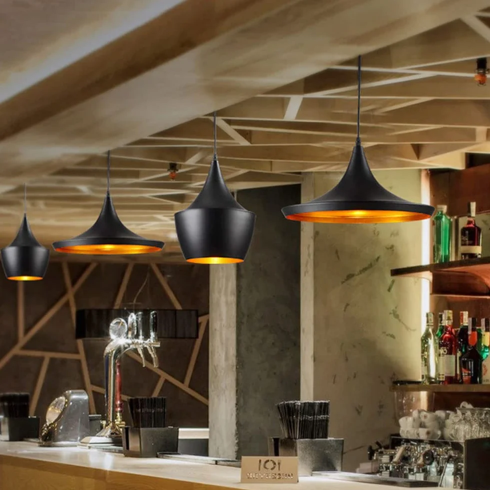 Retro Industrial Style LED Lampa wisząca Regulowana wysokość Metal Sufit Restauracja Bar Dekoracja Oświetlenie Wnętrza (Color : Black, Size C)