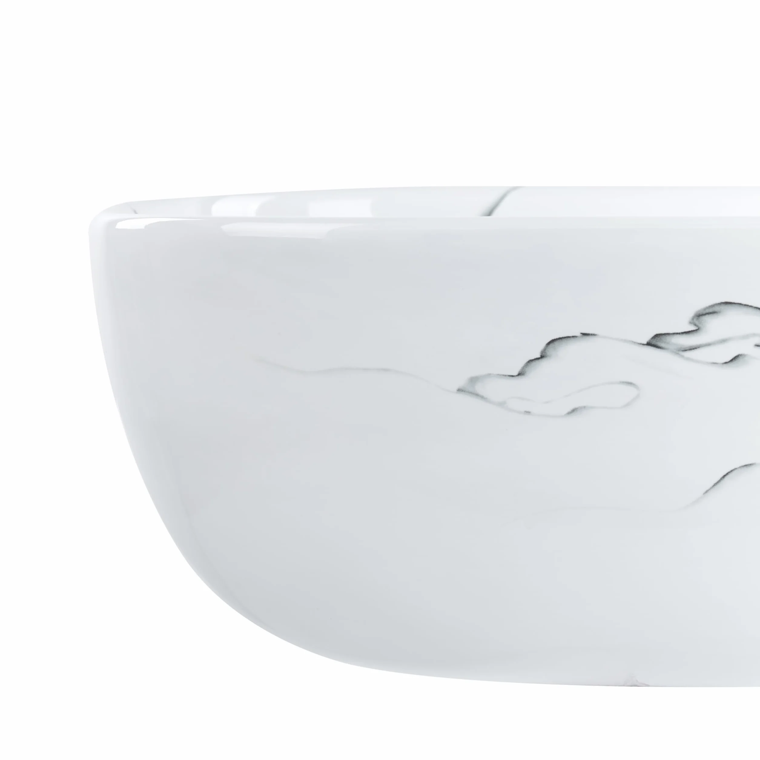 Umywalka łazienkowa nablatowa ceramiczna z efektem marmuru 47 x 34 cm biała Hopi