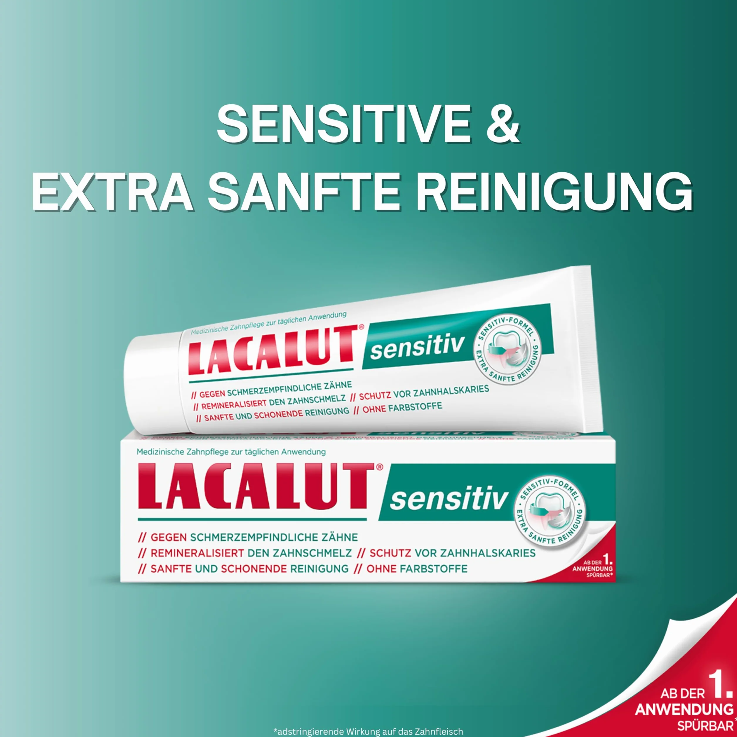LACALUT Sensitiv Pasta do zębów I do delikatnej pielęgnacji zębów I zmniejsza wrażliwość na ból I chroni zęby i dziąsła, 1 x 75 ml