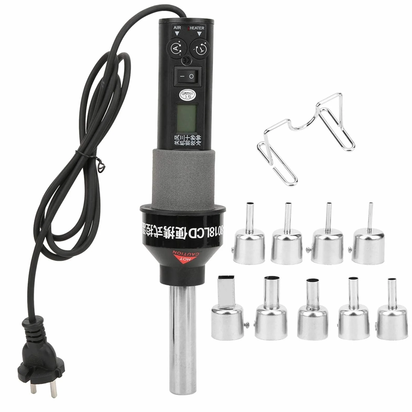 Opalarka Mini opalarka Termostat 9 Wyświetlacz cyfrowy Tuyere Elektronarzędzia przemysłowe, do wylutowywania różnych pudełek ekranujących i pokryw na płytkach drukowanych, wtyczka EU AC 220V