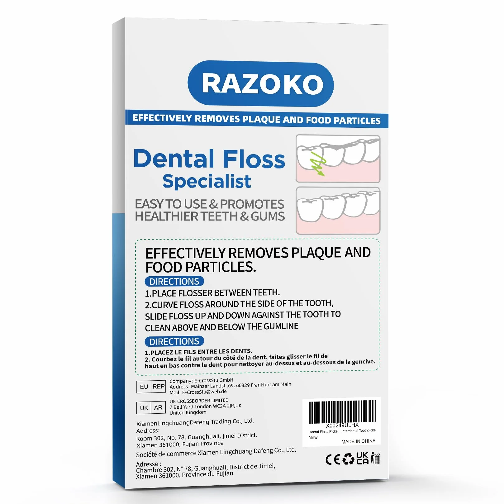 Dental Floss Picks wykałaczki o dużej sile ciągnącej, profesjonalne czyszczenie, jednorazowe opakowanie uzupełniające (250 sztuk)