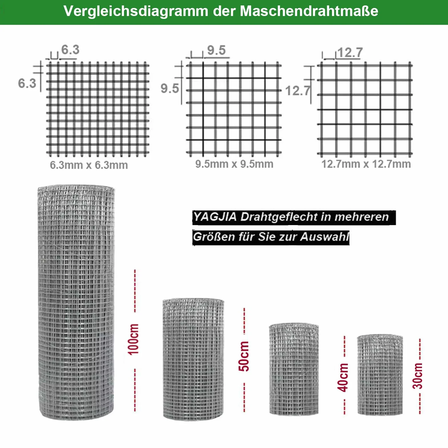 Siatka przeciw gryzonom 1m x 10m, drut wolierowy 6,3mm x 6,3mm, siatka druciana o drobnych oczkach ocynkowana, metalowa kratka jako drut do królików, 0,6mm