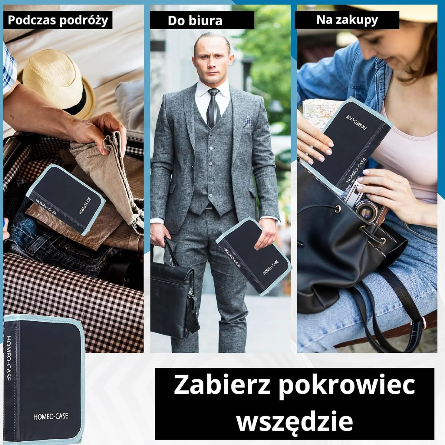 HOMEO-Case | Etui Homeopatyczne z 40 Przestrzeniami na Fiolki Boiron o Pojemności 4 Grama | Nie Zawiera Fiolków | Niebieski