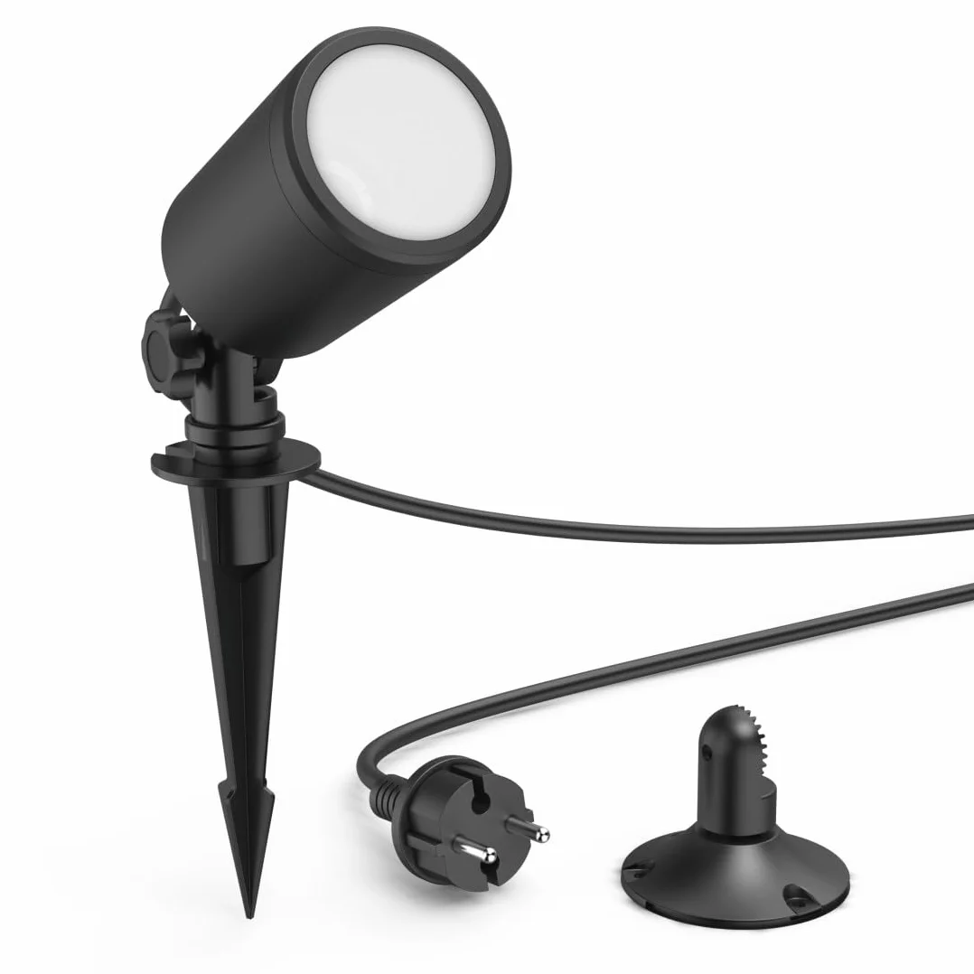 Hama lampa ogrodowa Wi-Fi (WiFi, WLAN, kolory RGB, wodoodporna, inteligentne oświetlenie, multi colour, ciepła biel, 7 W, 450 lumenów, IP65) czarna